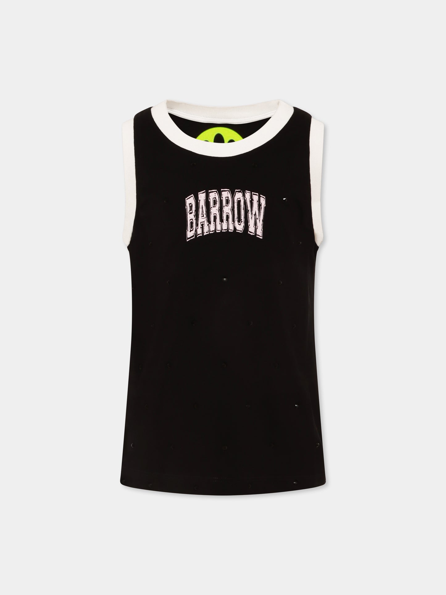 Canotta nera per bambina con logo e smile,Barrow,S5BKJGTA104 110