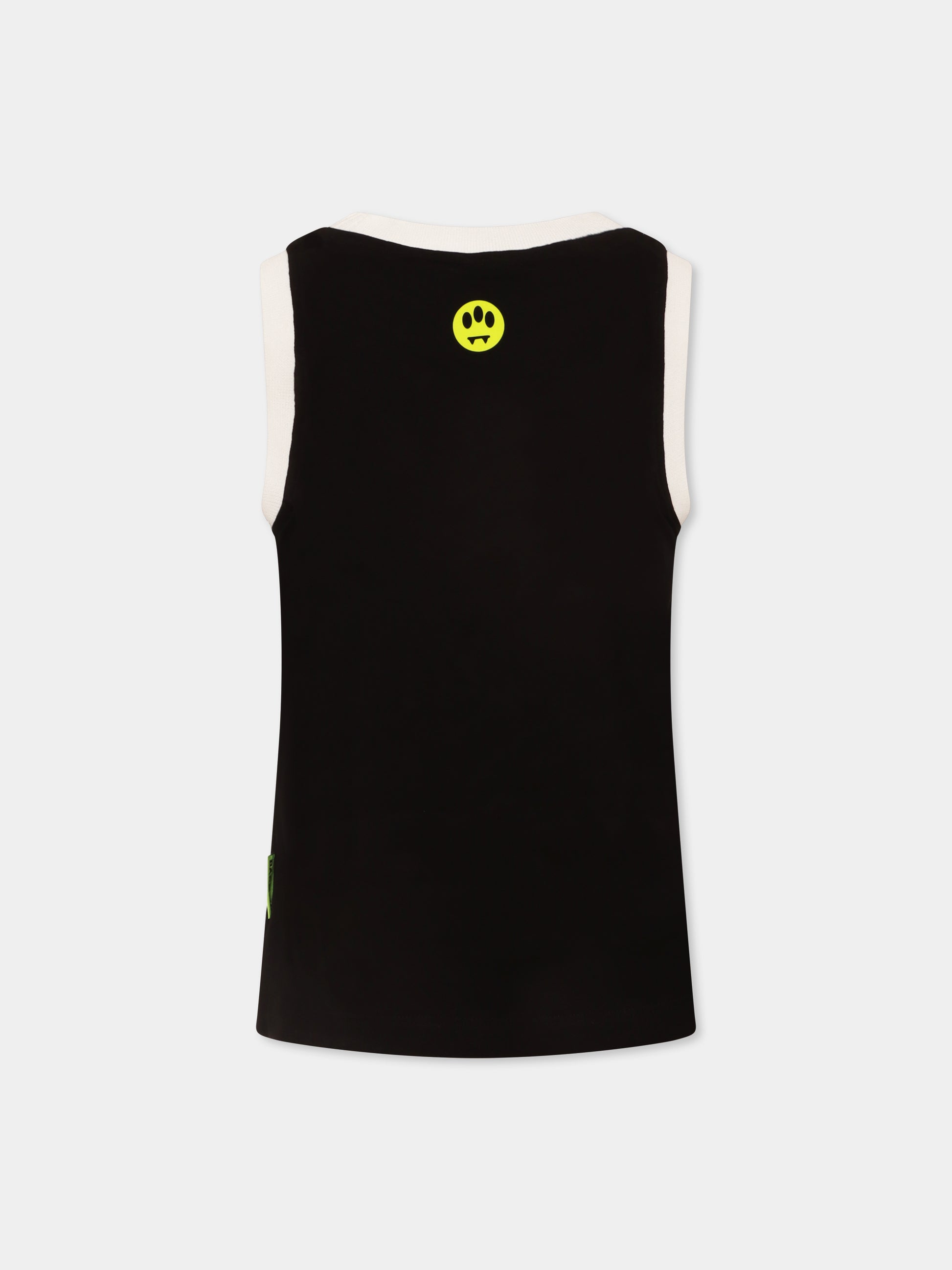 Canotta nera per bambina con logo e smile,Barrow,S5BKJGTA104 110