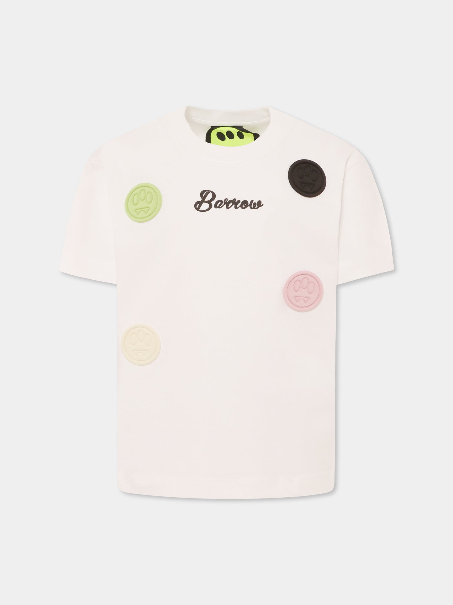 T-shirt bianca per bambina con smile,Barrow,S5BKJGTH112 002