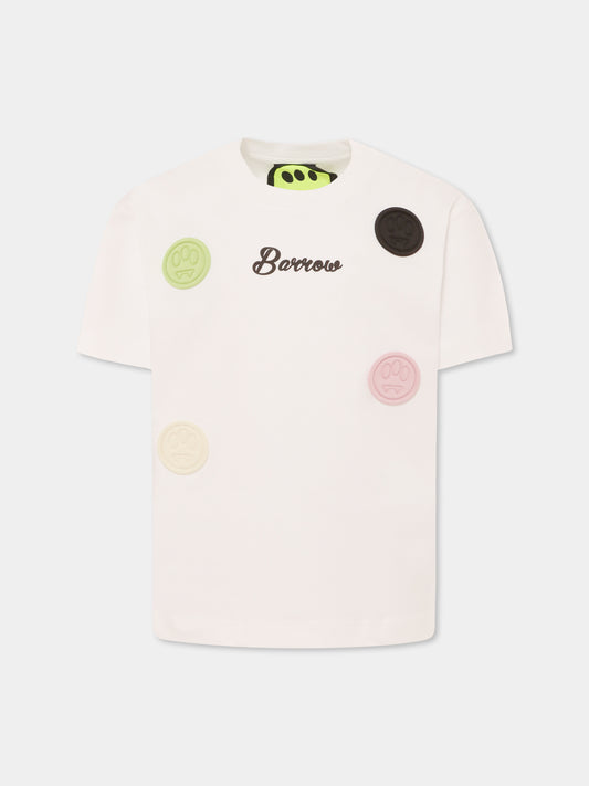 T-shirt bianca per bambina con smile,Barrow,S5BKJGTH112 002