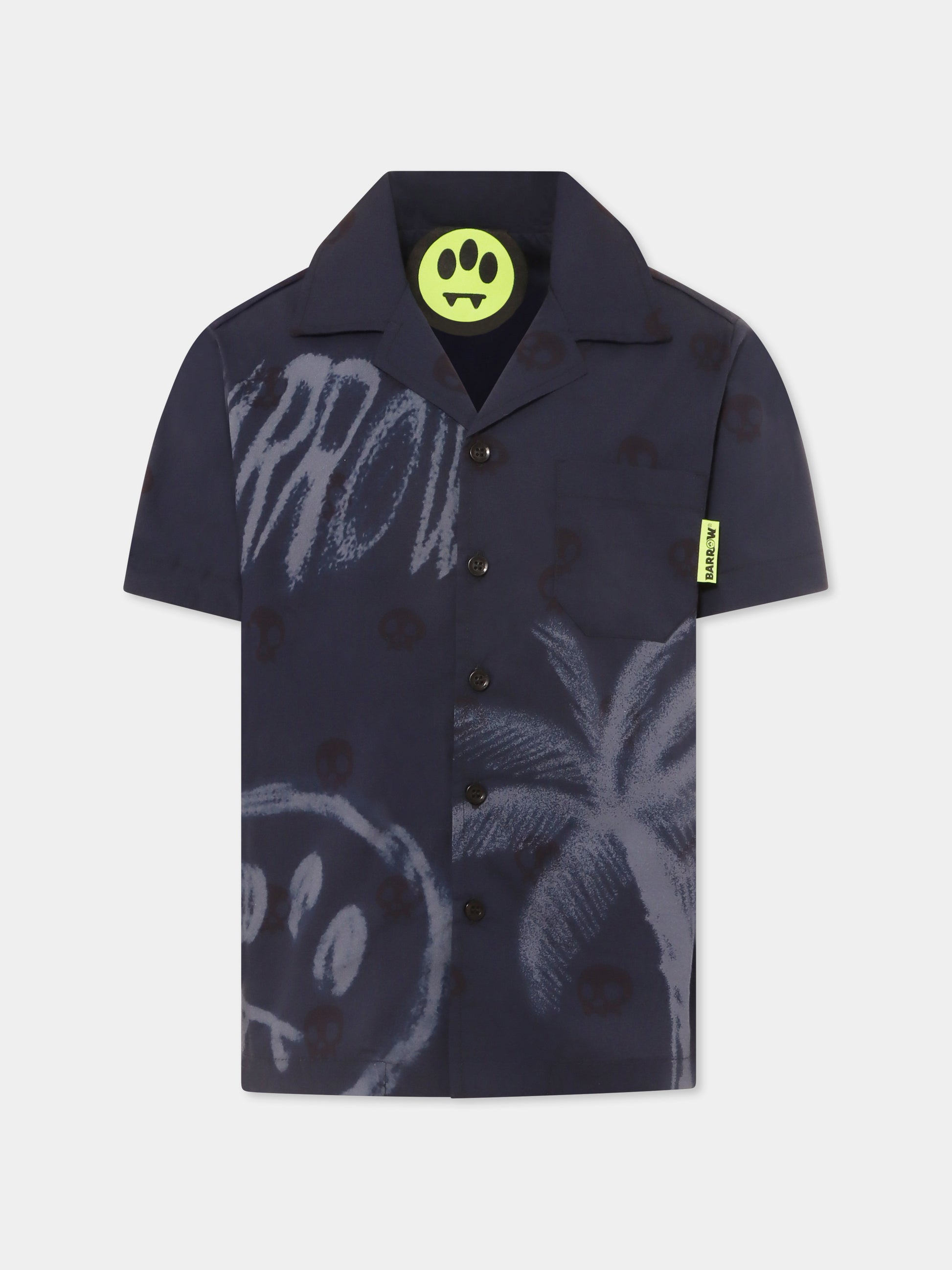 Camicia blu per bambini con smile e palma,Barrow,S5BKJUSI057 060