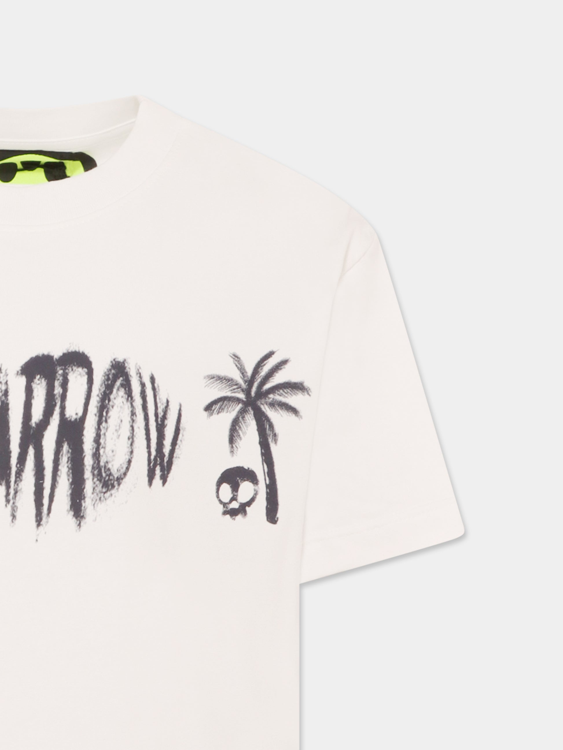 T-shirt bianca per bambini con smile e palma,Barrow,S5BKJUTH058 002