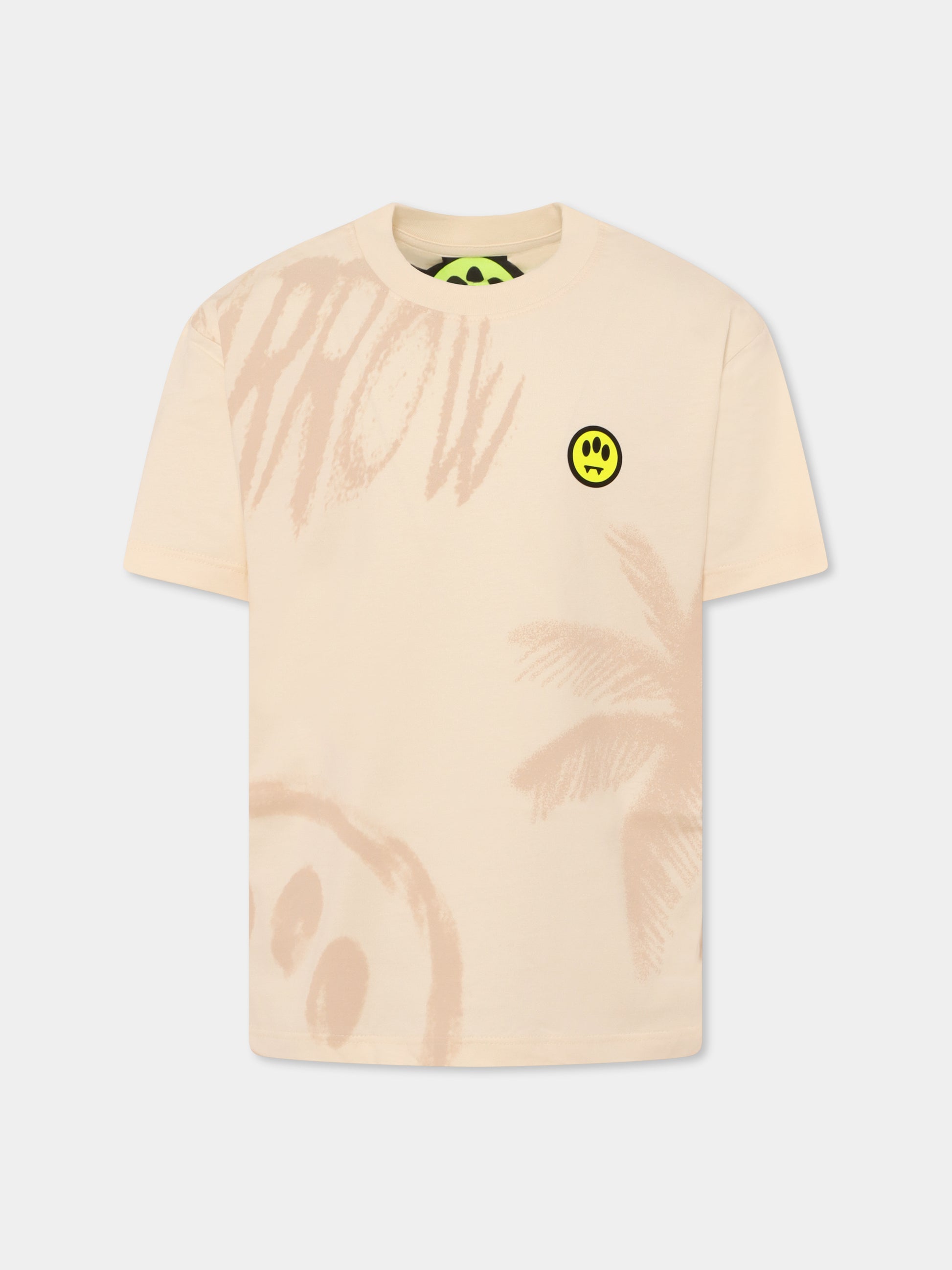 T-shirt avorio per bambini con smile e palma,Barrow,S5BKJUTH059 013