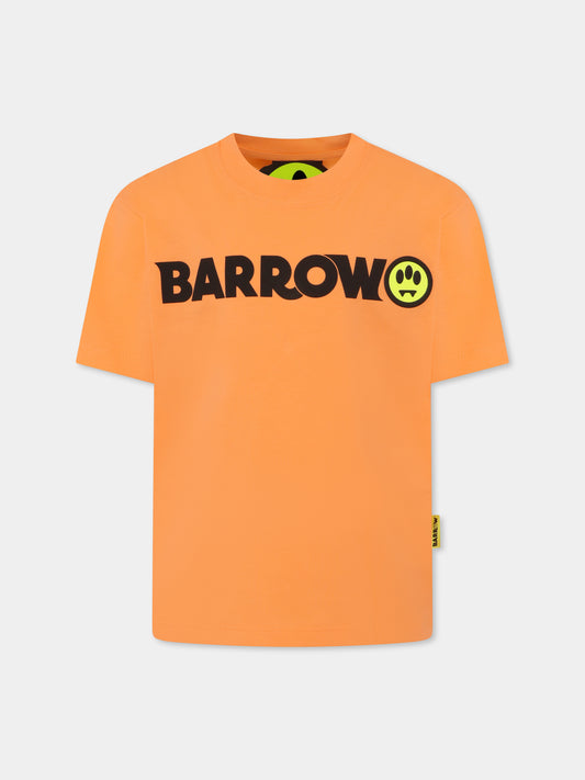 T-shirt arancione per bambini con logo,Barrow,S5BKJUTH082 258