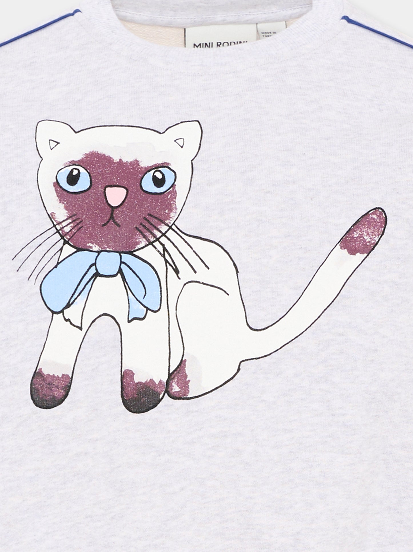 Felpa grigia per bambina con gatto,Mini Rodini,2612011794