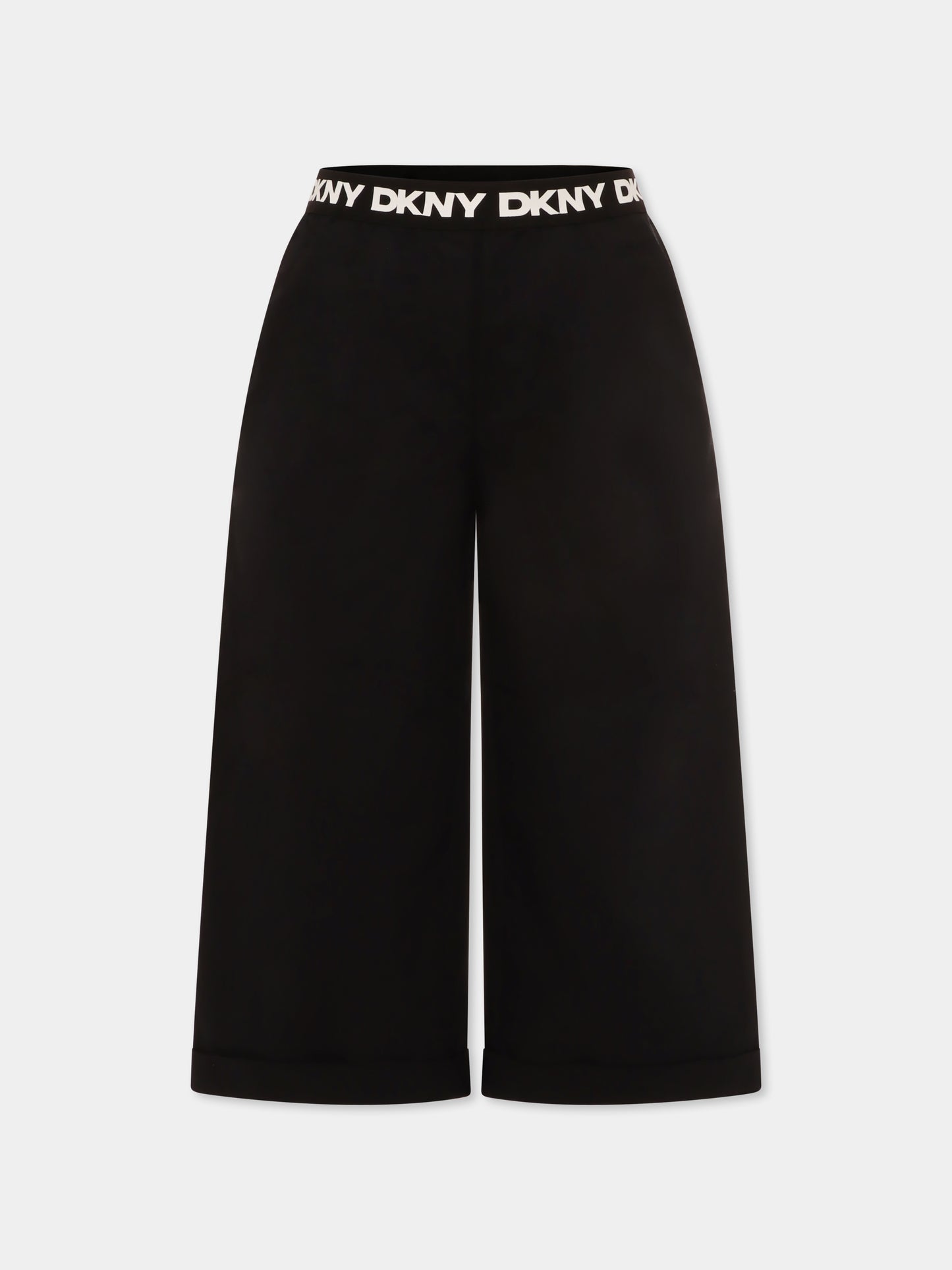 Pantaloni neri per bambina con logo,Dkny,D60221 09B