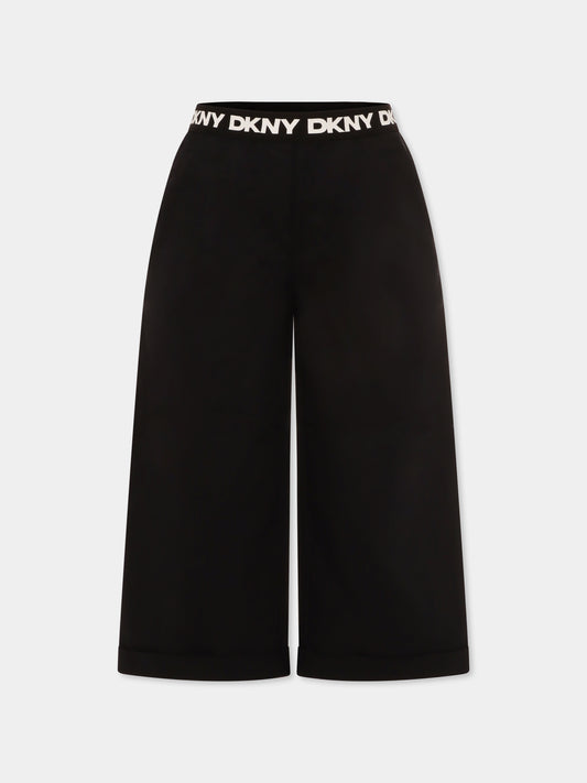 Pantaloni neri per bambina con logo,Dkny,D60221 09B