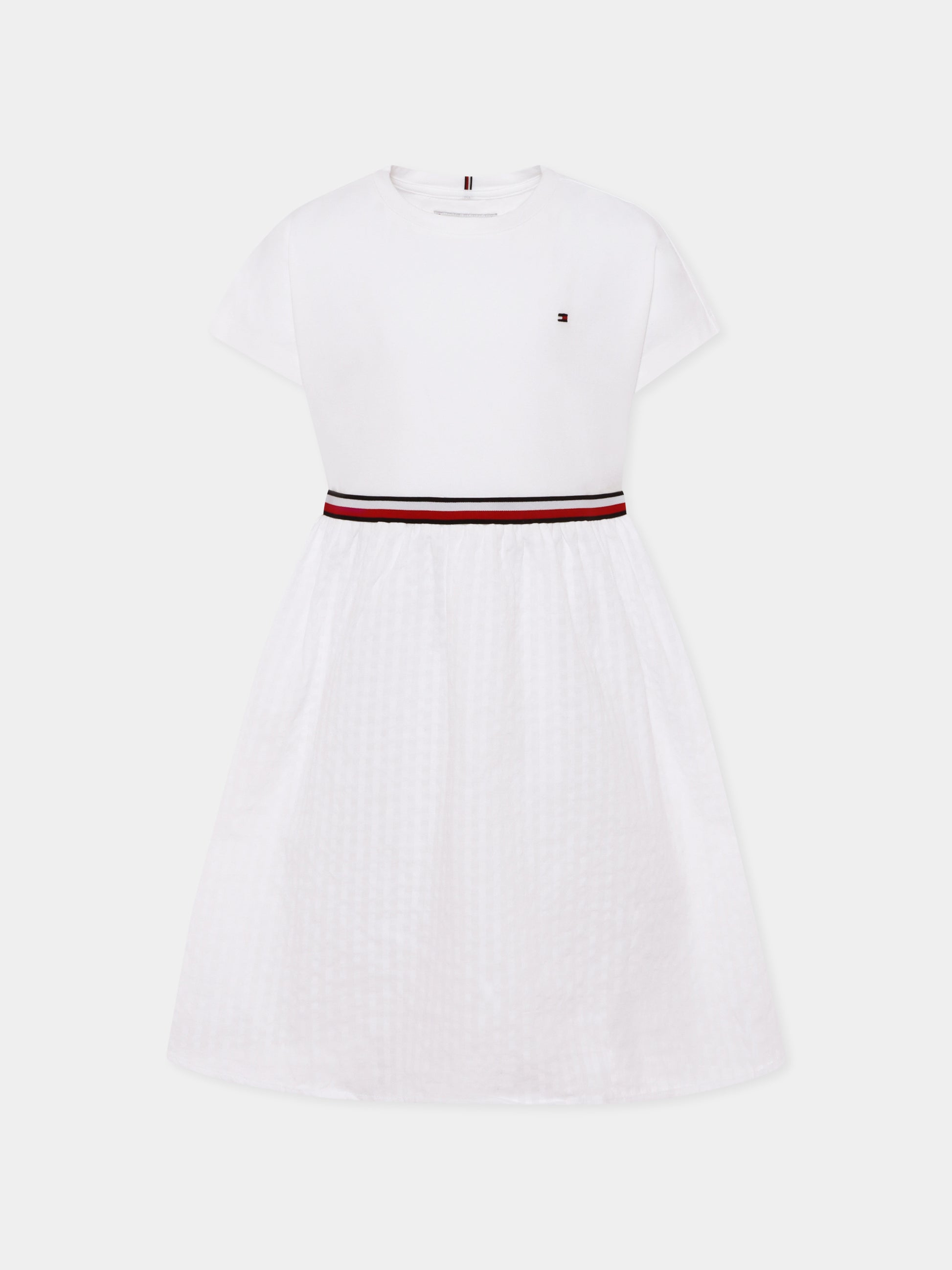 Vestito bianco per bambina con bandierina,Tommy Hilfiger Junior,KG0KG07925 YBR