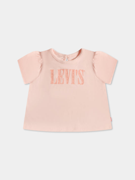 Pink t-shirt for baby girl with logo