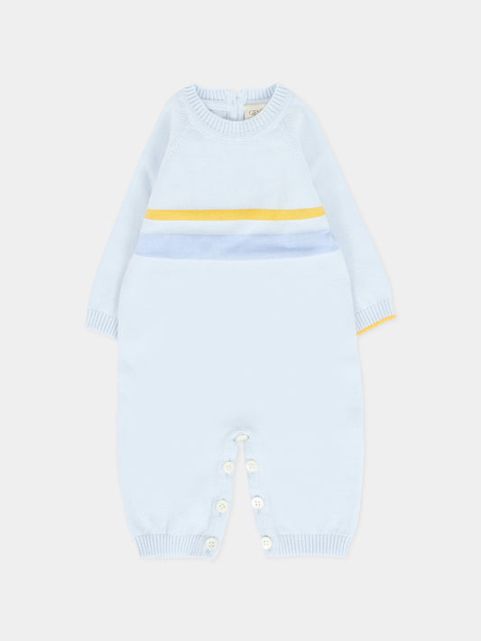 Tutina celeste per neonato con linea gialla,Gensami,TU-STR-CO SKY BLUE