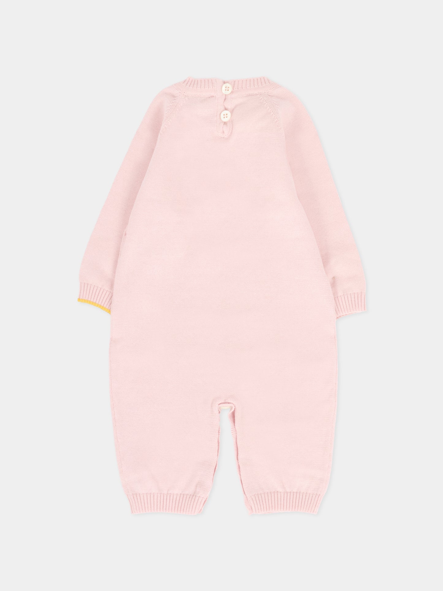 Tutina rosa per neonata con linea gialla,Gensami,TU-STR-CO BABY PINK