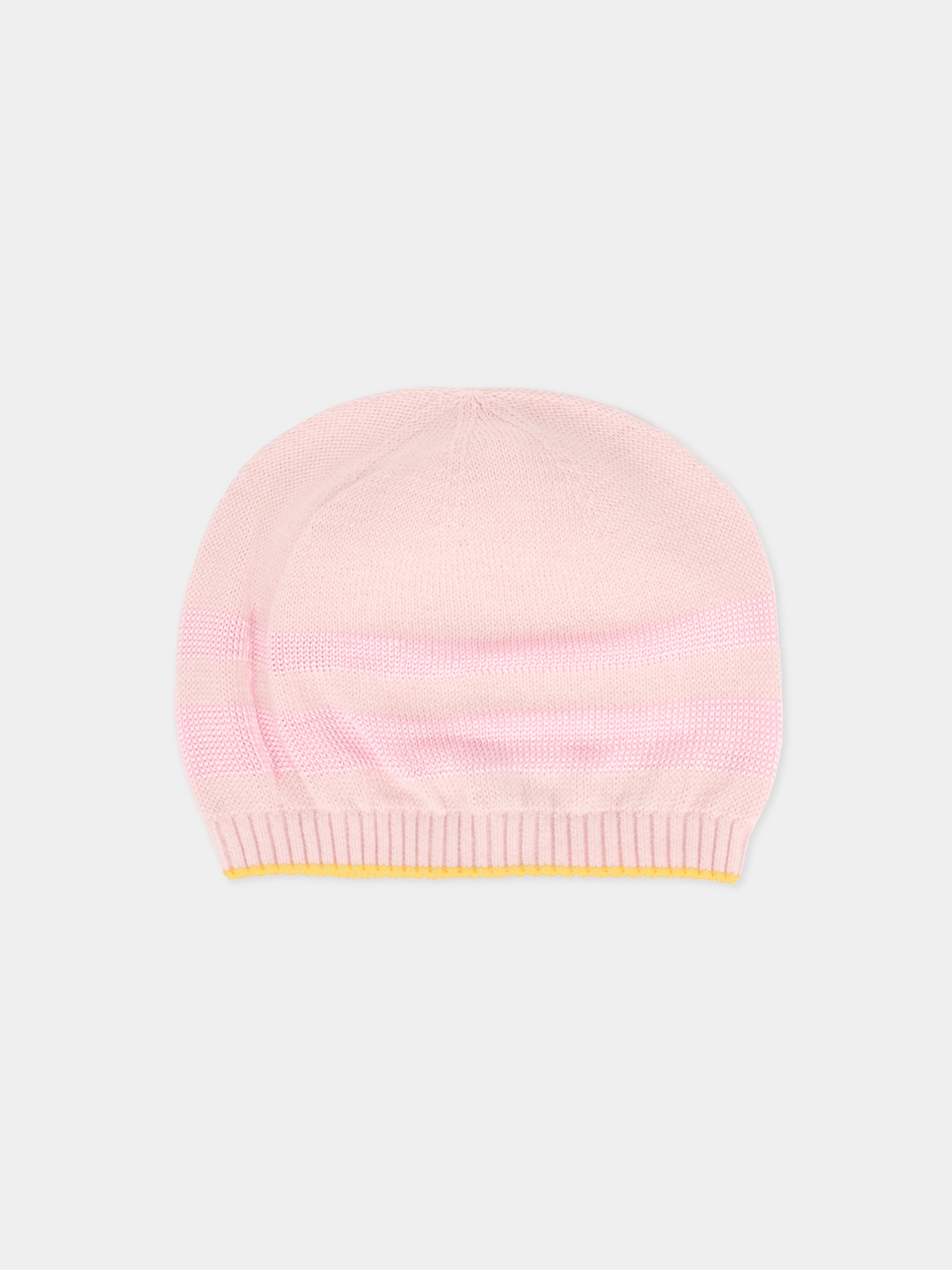 Berretto rosa per neonata con filo giallo,Gensami,CAP-STR-CO BABY PINK