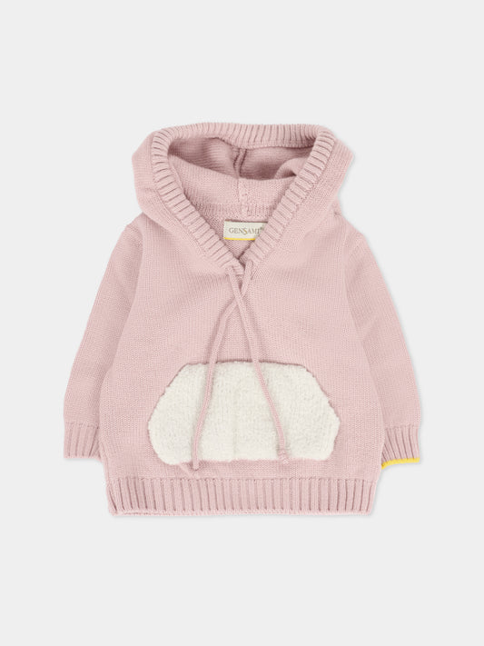 Maglione rosa per neonata con orecchie,Gensami,FEL-ALP-WE CAMEO PINK