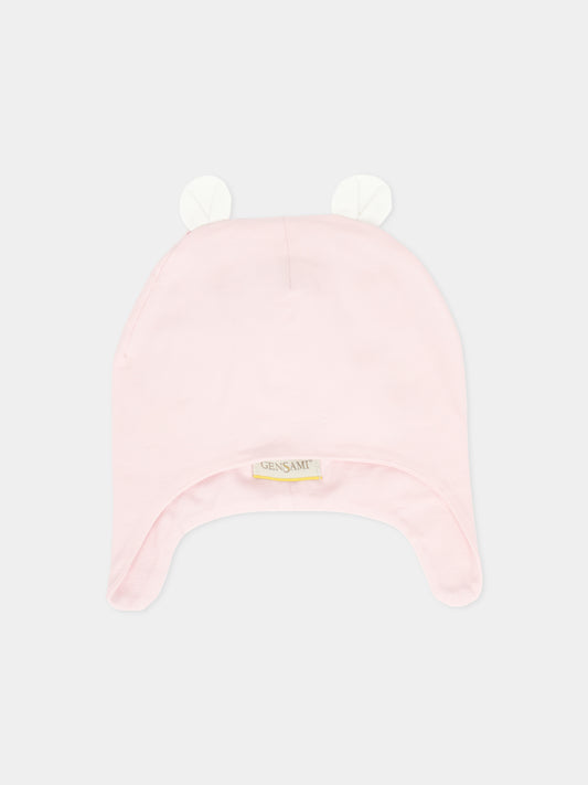 Berretto rosa per neonata con orecchie,Gensami,CAP-ALP-J LIGHT ROSE