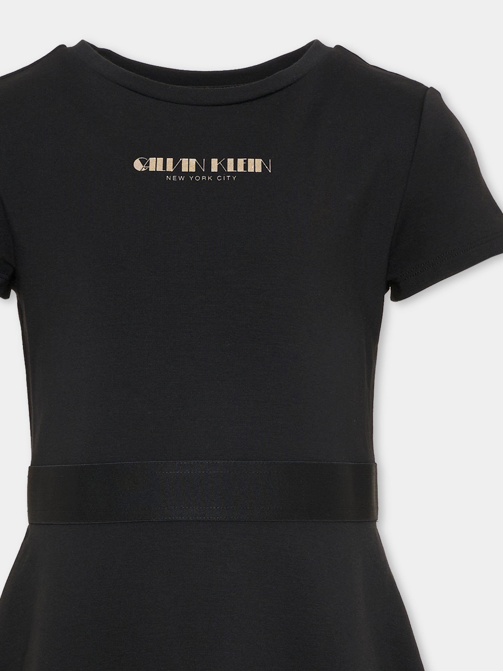 Vestito nero per bambina con logo,Calvin Klein Kids,IG0IG03099 BEH