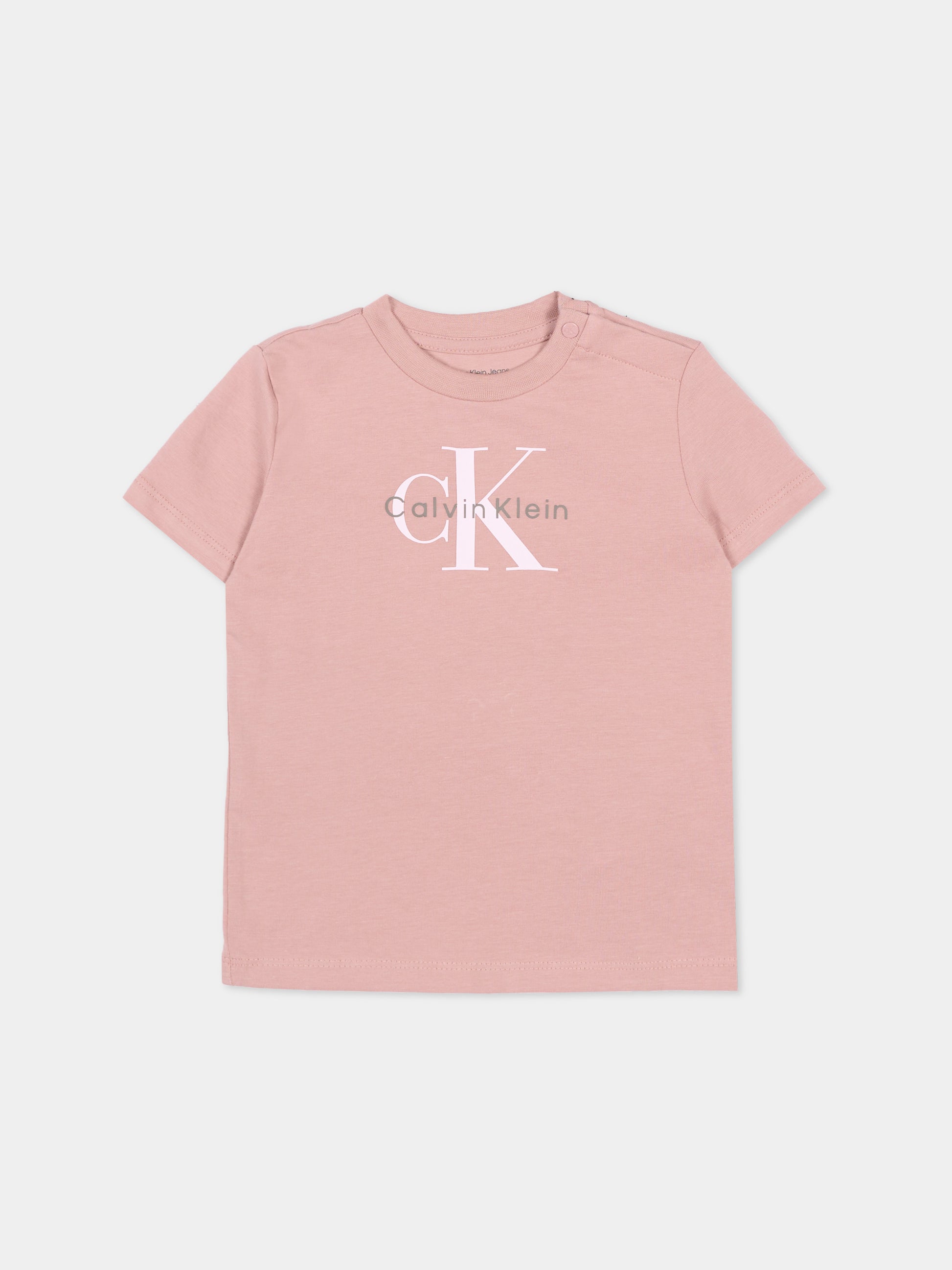 T-Shirt rosa per neonata con logo,Calvin Klein Kids,IN0IN00334 TP9
