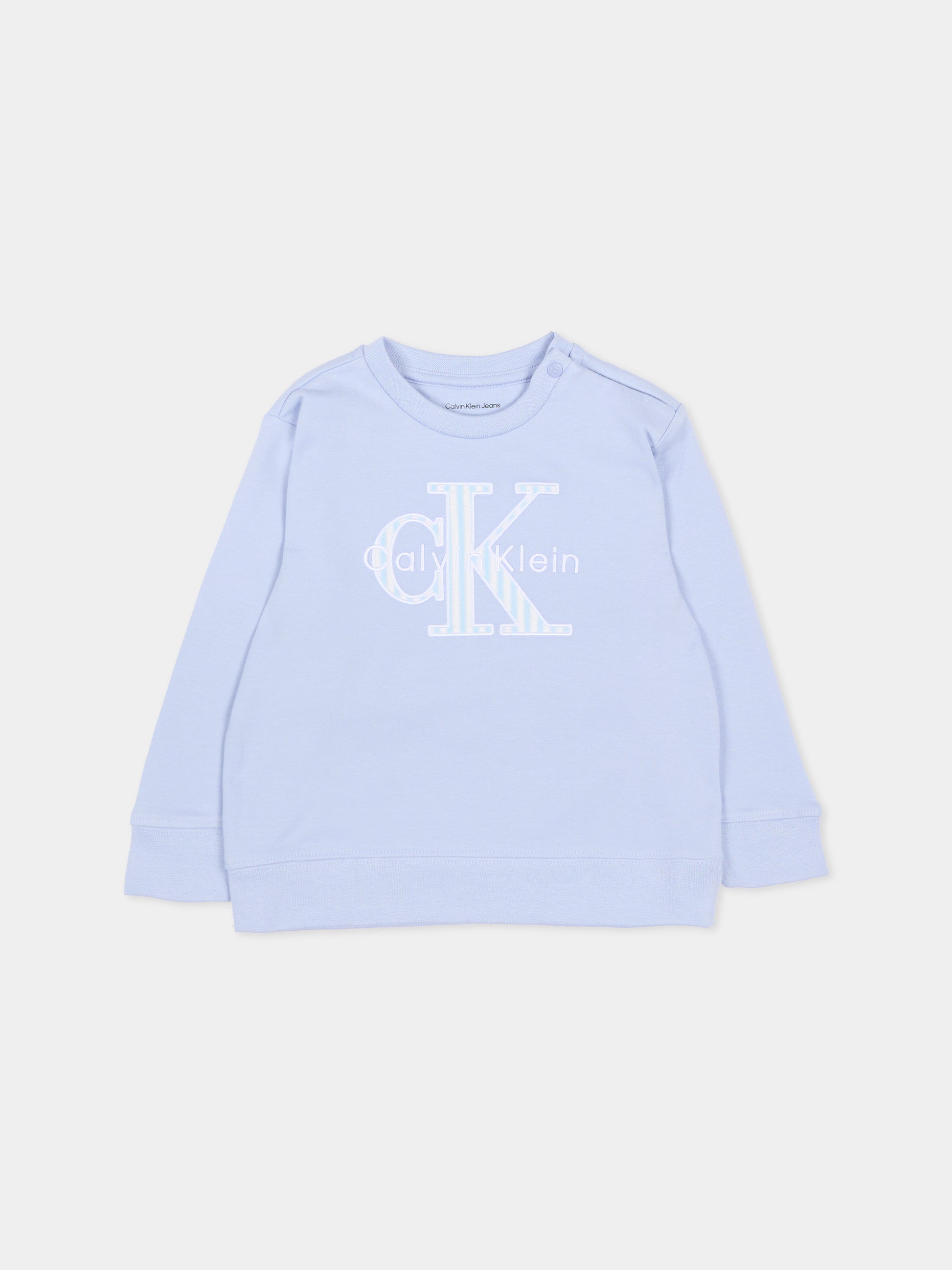 Felpa celeste per neonato con logo,Calvin Klein Kids,IN0IN00346 C5O