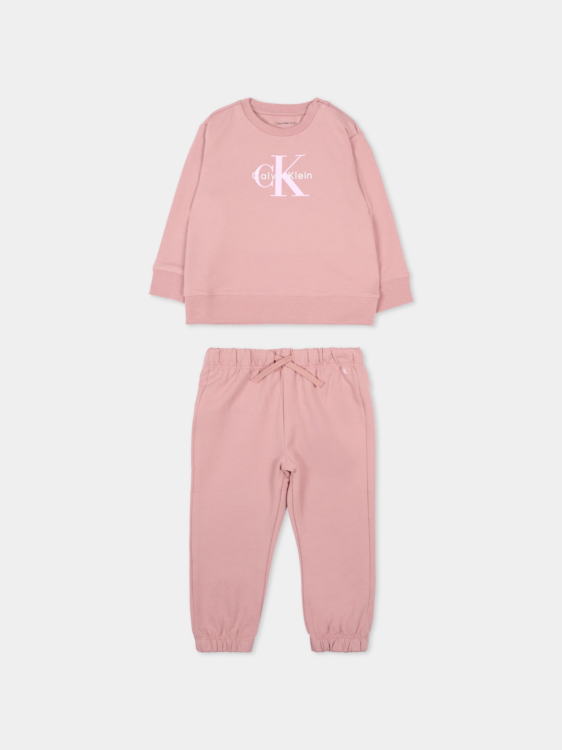 Completo sportivo rosa per neonata logo,Calvin Klein Kids,IN0IN00353 TP9