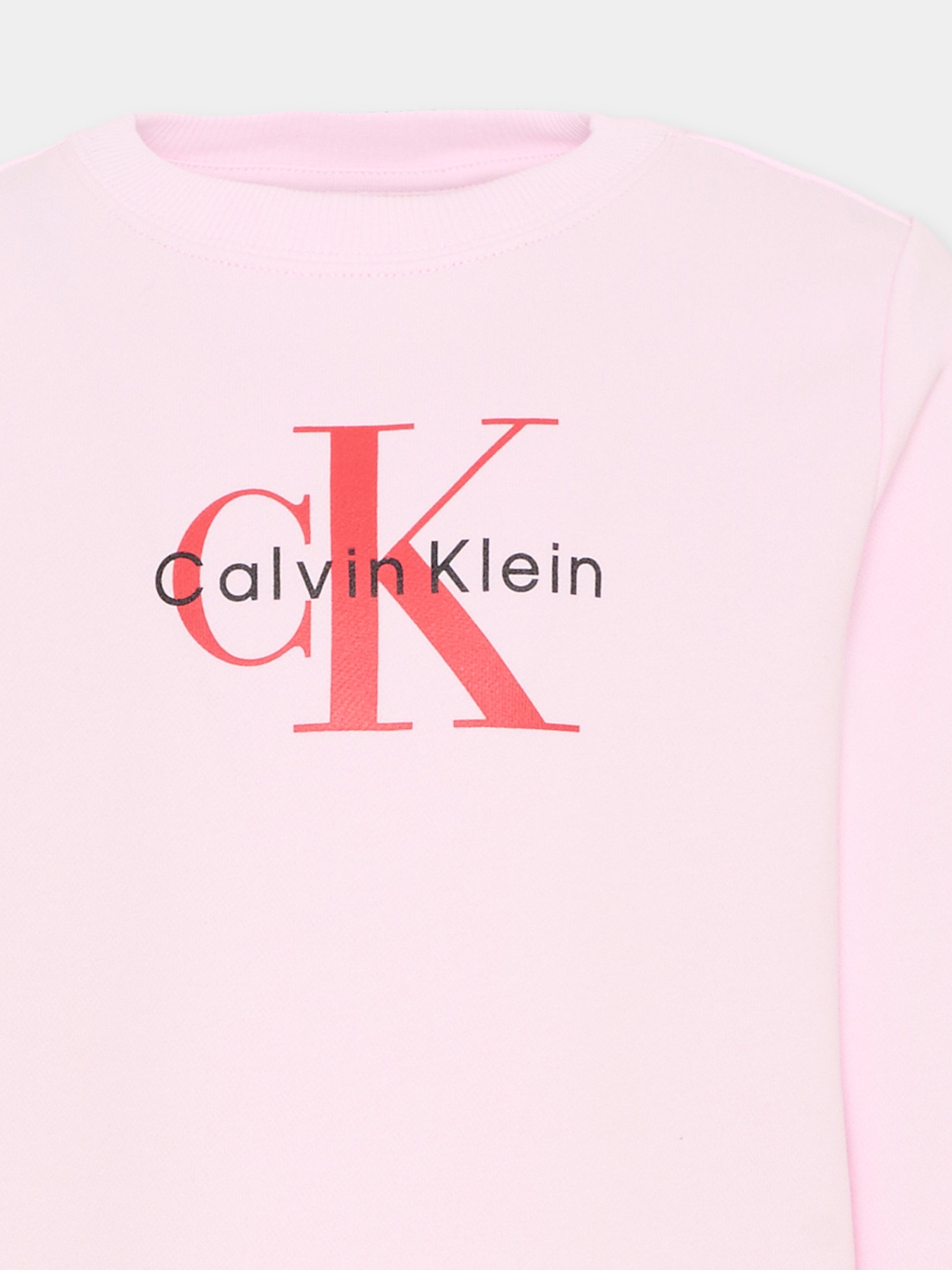 Felpa rosa per bambina con logo,Calvin Klein Kids,IU0IU00714 TN9
