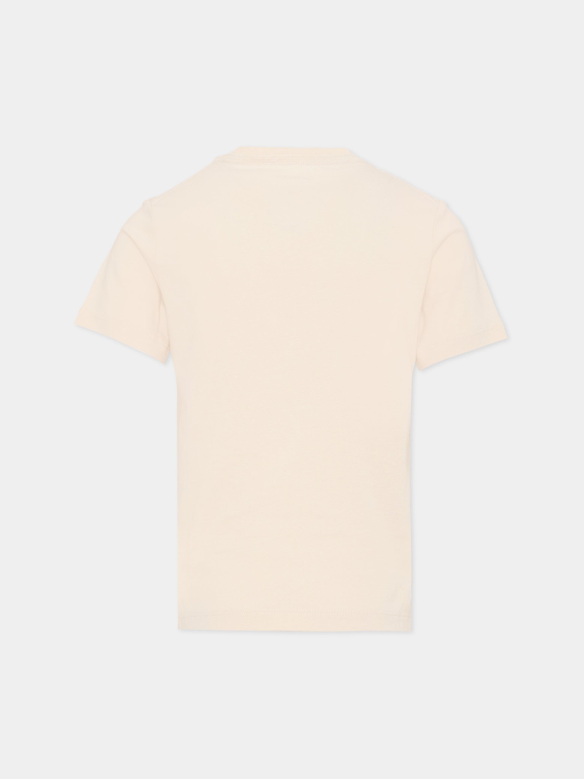 T-shirt beige per bambini con logo,Calvin Klein Kids,IU0IU00715 PGB