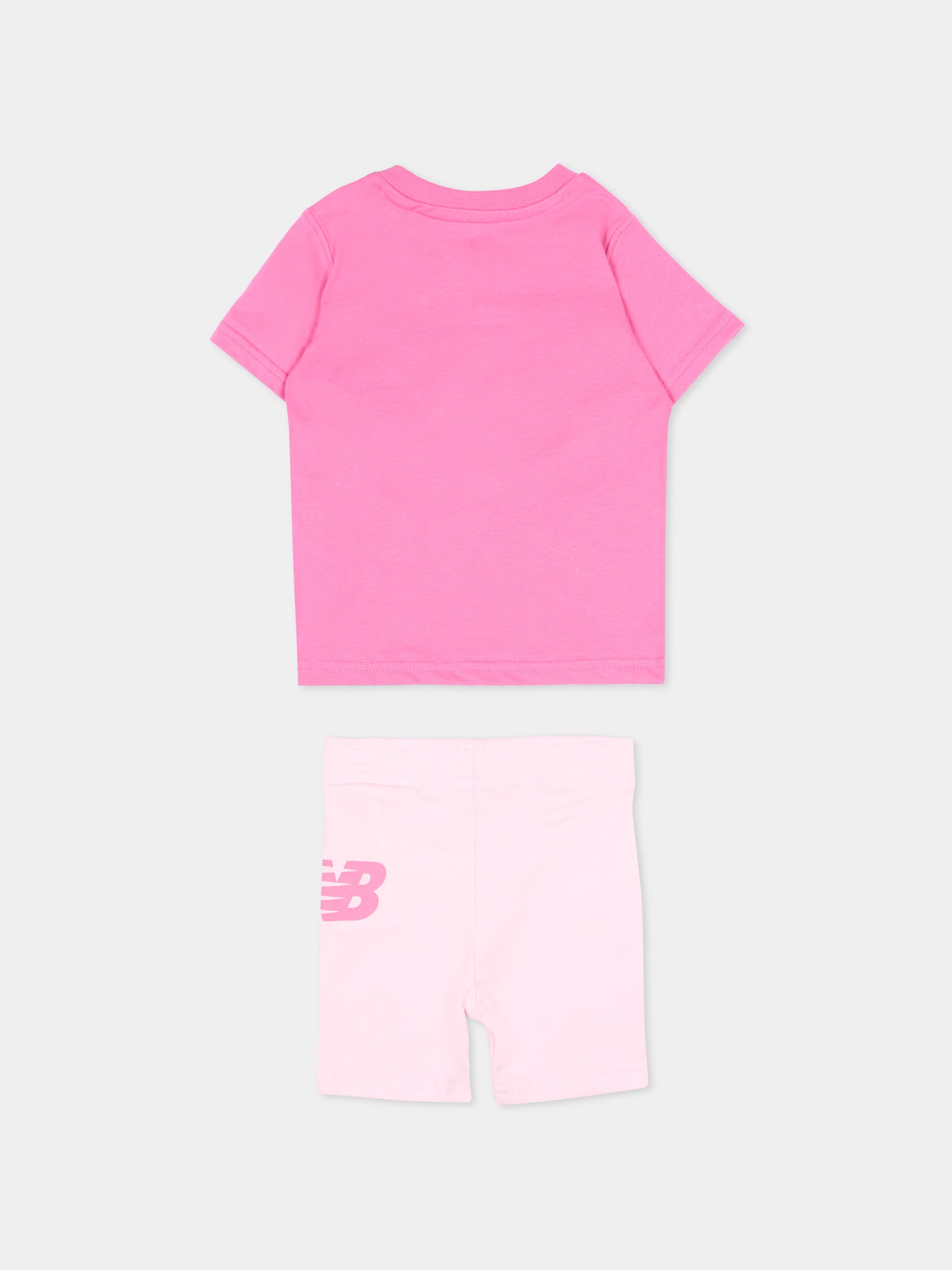 Completo sportivo rosa per neonata con logo,New Balance,IS61S5Q4I AAC