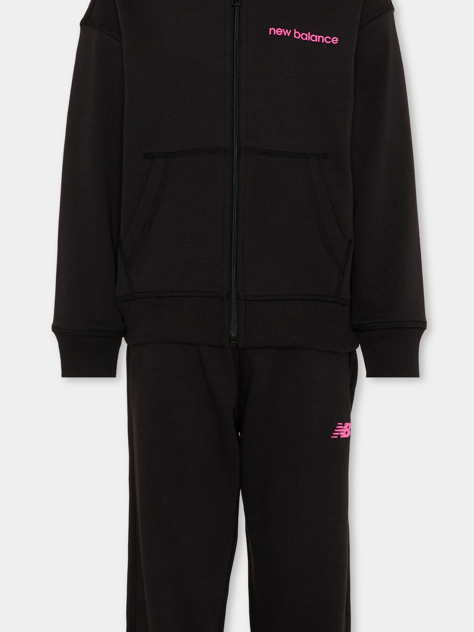 Completo sportivo nero per bambina con logo,New Balance,YS61X52C BK