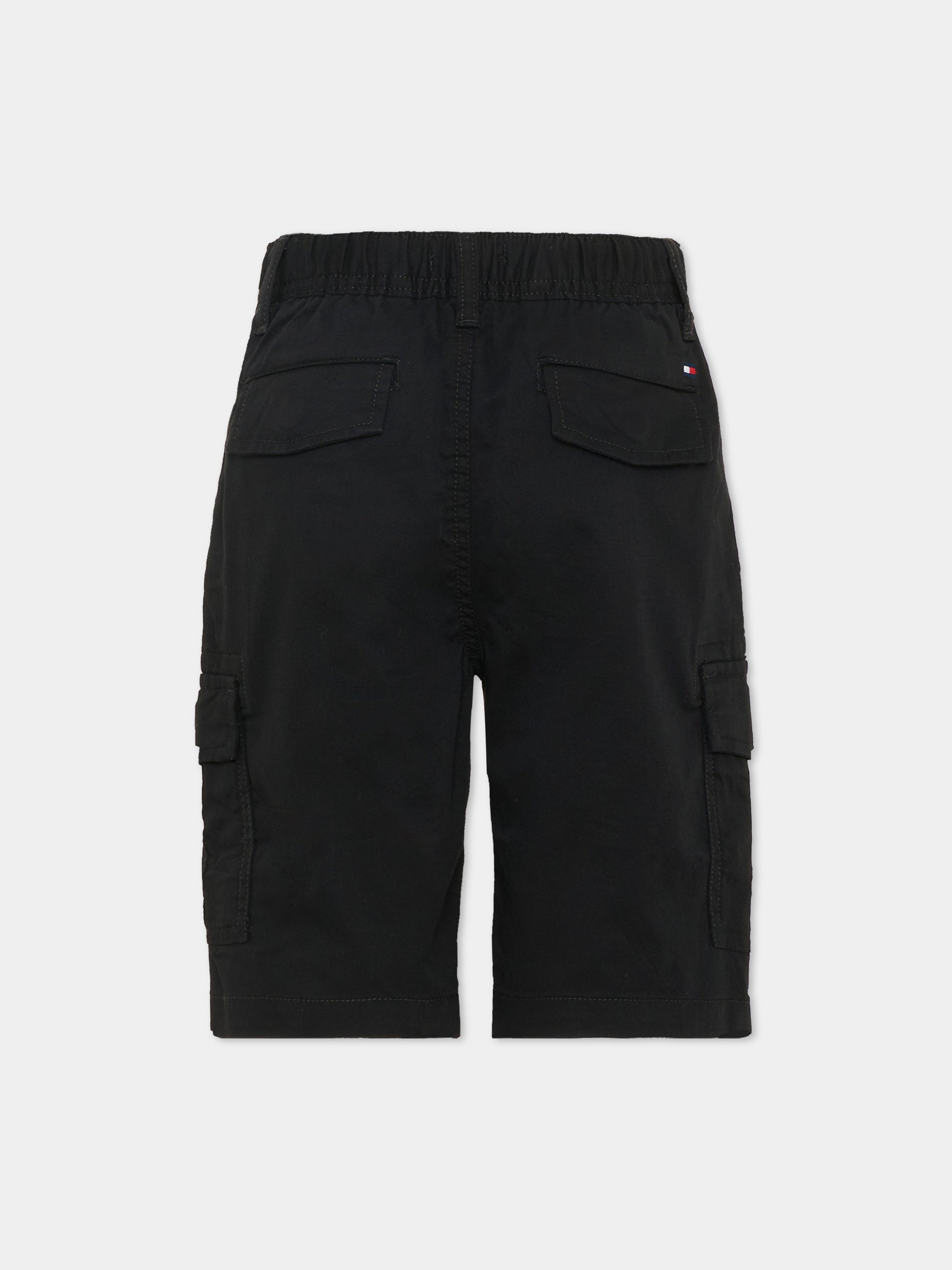 Shorts nero per bambino con bandierina,Tommy Hilfiger Junior,KB0KB10024 BDS