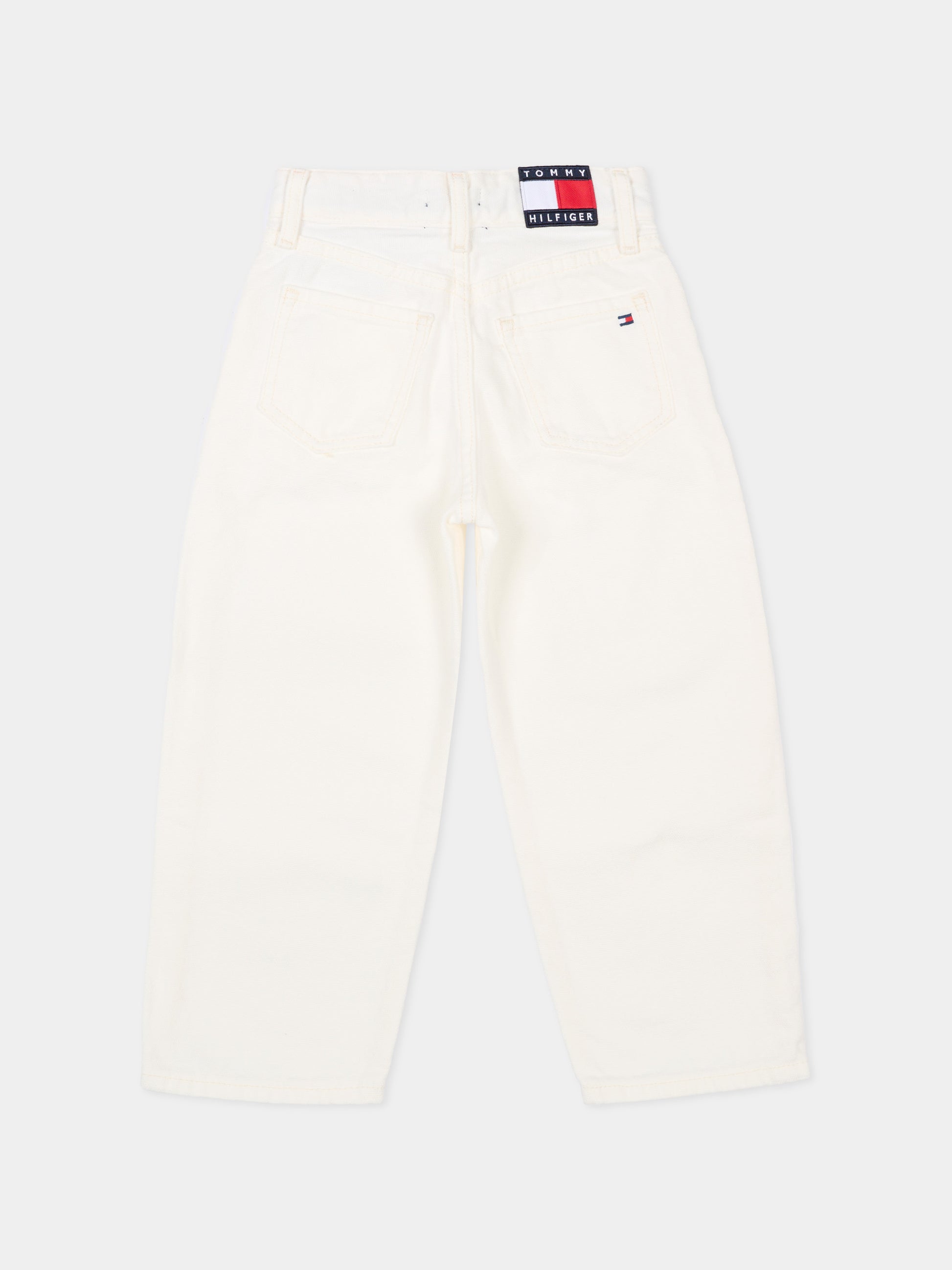 Jeans bianco per bambino con bandiera,Tommy Hilfiger Junior,KB0KB10342 1CD