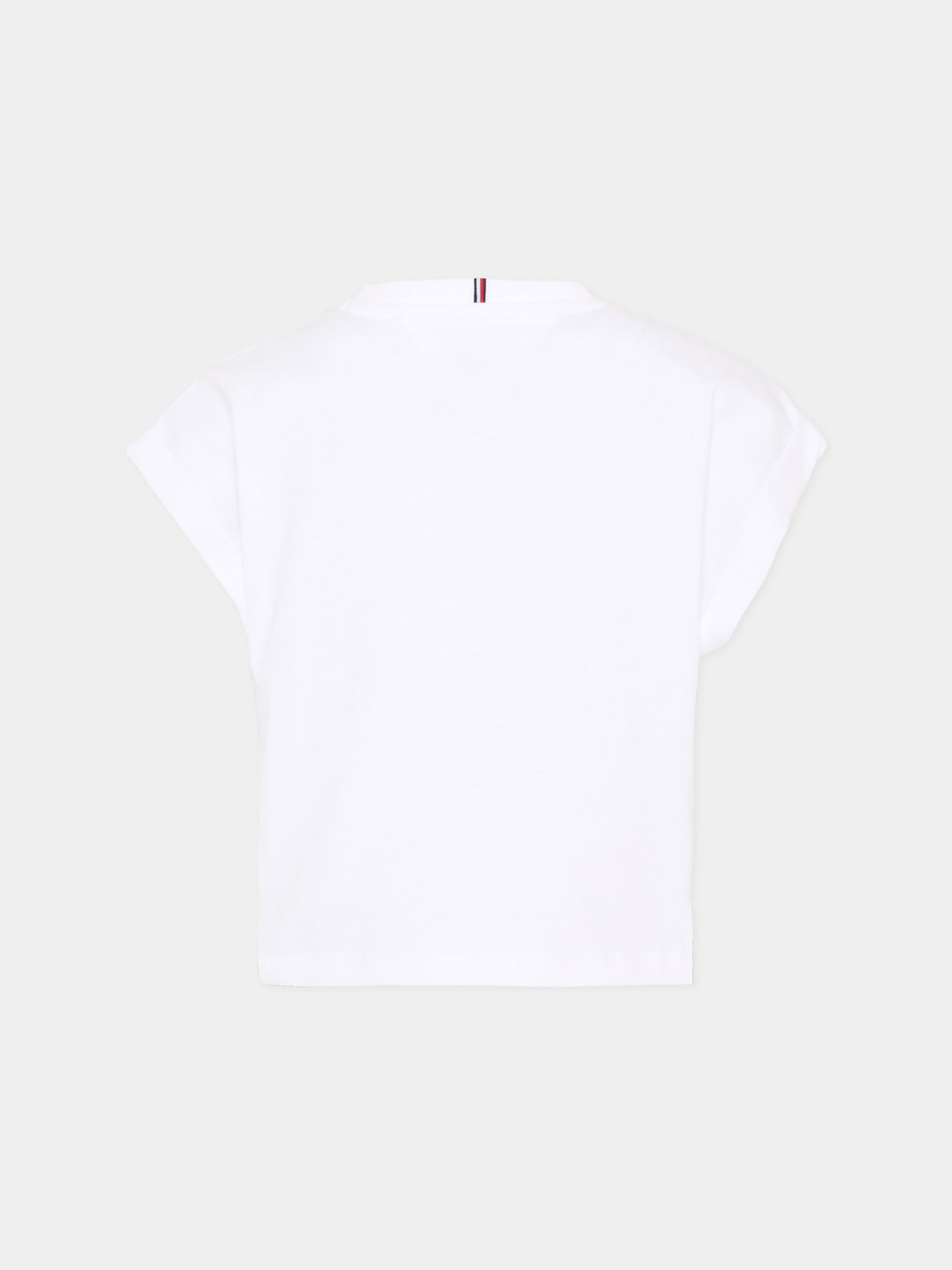 T-shirt bianca per bambina con logo,Tommy Hilfiger Junior,KG0KG08975 YBR