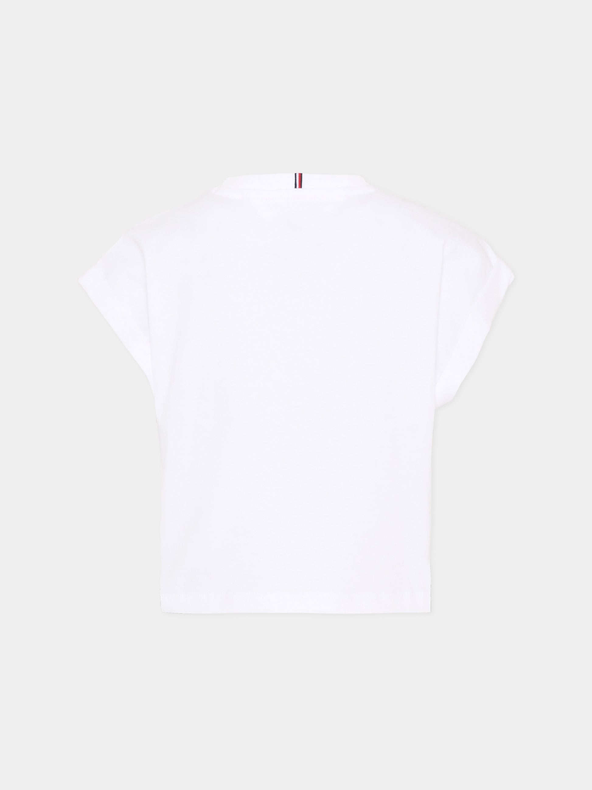 T-shirt bianca per bambina con logo,Tommy Hilfiger Junior,KG0KG08975 YBR