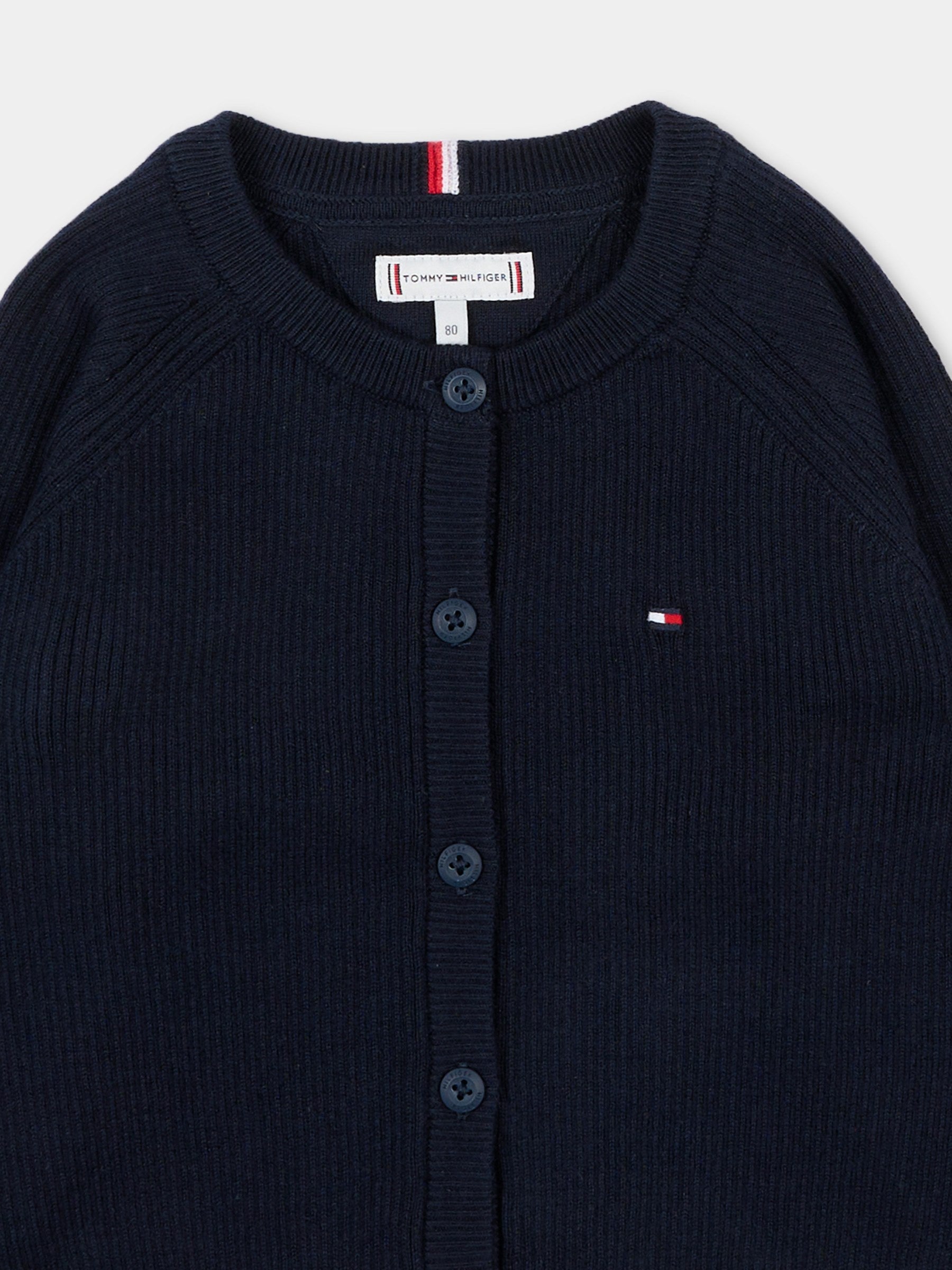 Cardigan blu per neonata con bandiera,Tommy Hilfiger Junior,KN0KN01846 DW5