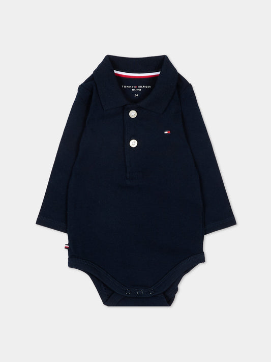 Body blu per neonati con Tommy flag,Tommy Hilfiger Junior,KN0KN02075 C1G