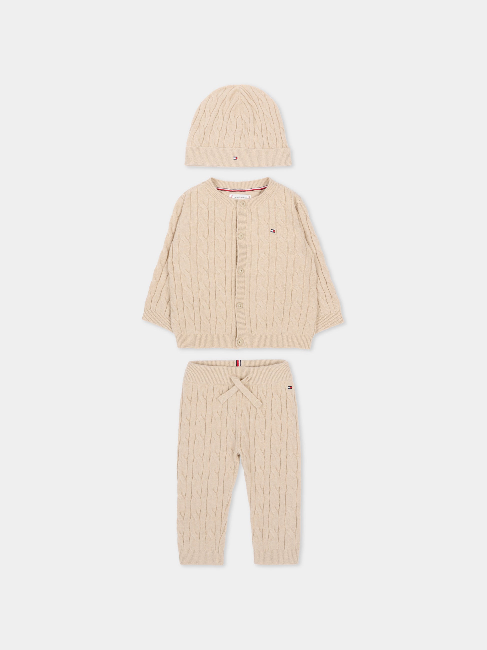 Completo nascita beige per neonati con Tommy flag,Tommy Hilfiger Junior,KN0KN02160 ABY