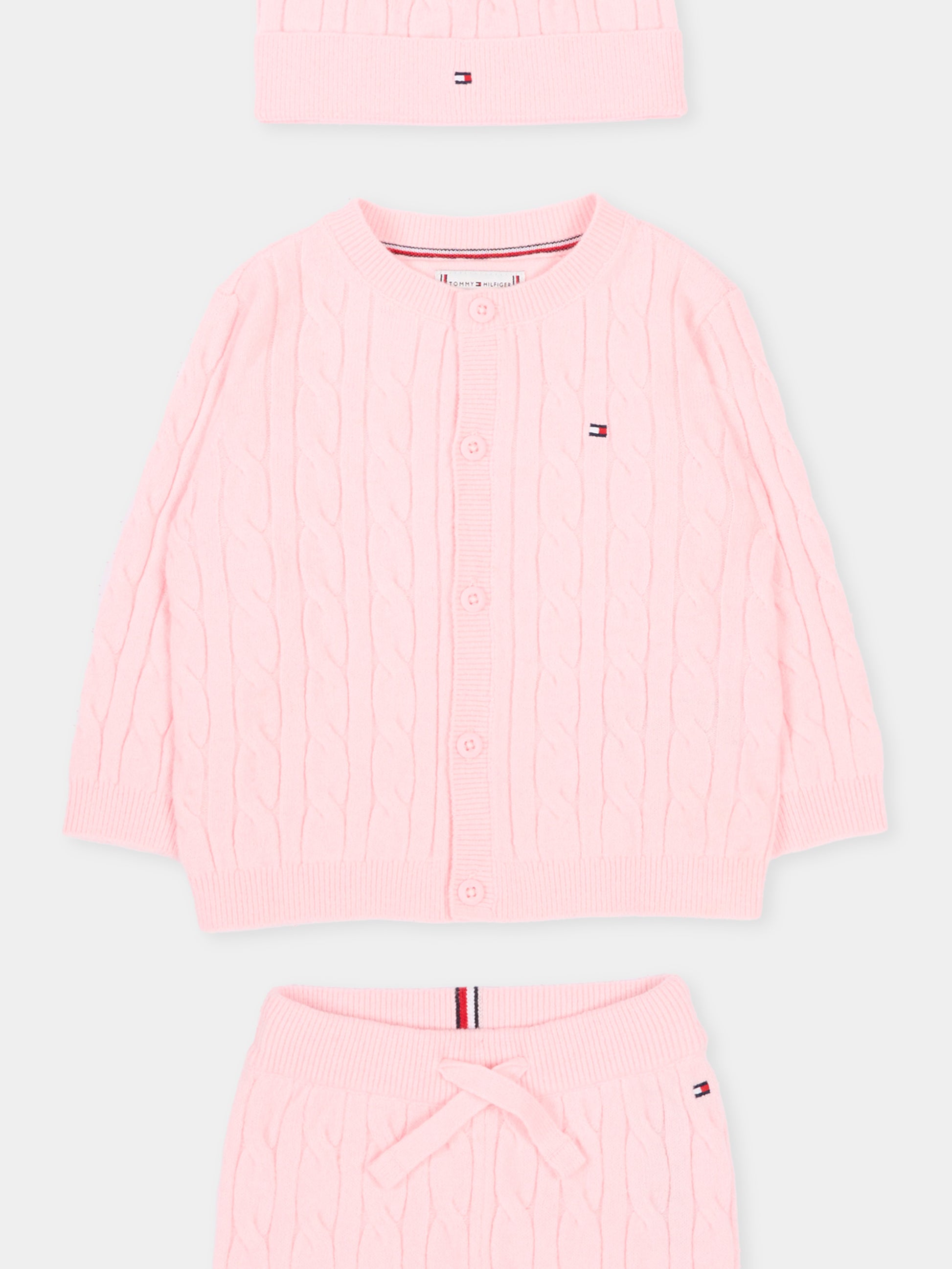 Completo nascita rosa per neonata con Tommy flag,Tommy Hilfiger Junior,KN0KN02160 TG7