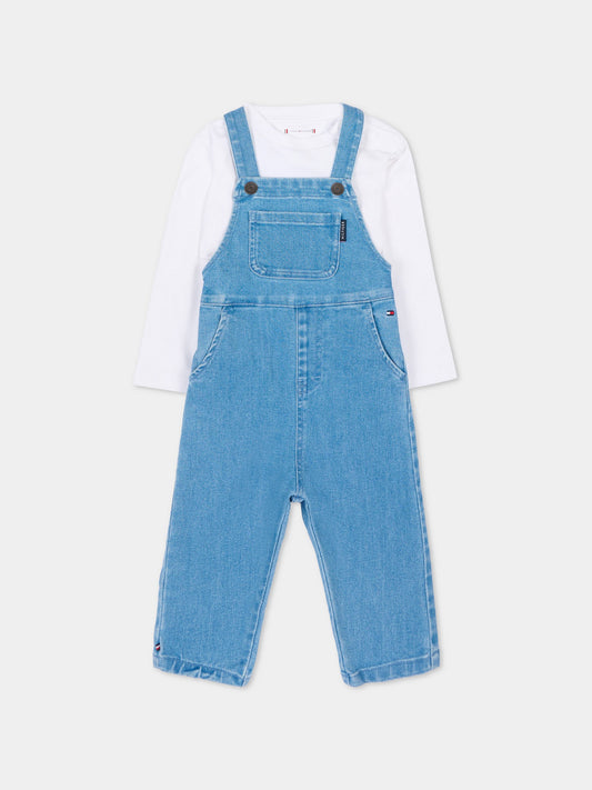 Salopette in denim per neonato con bandiera,Tommy Hilfiger Junior,KN0KN02199 1A4