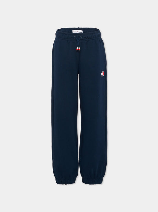 Pantaloni blu sportivi per bambino con logo,Tommy Hilfiger Junior,KS0KS00715 C1G