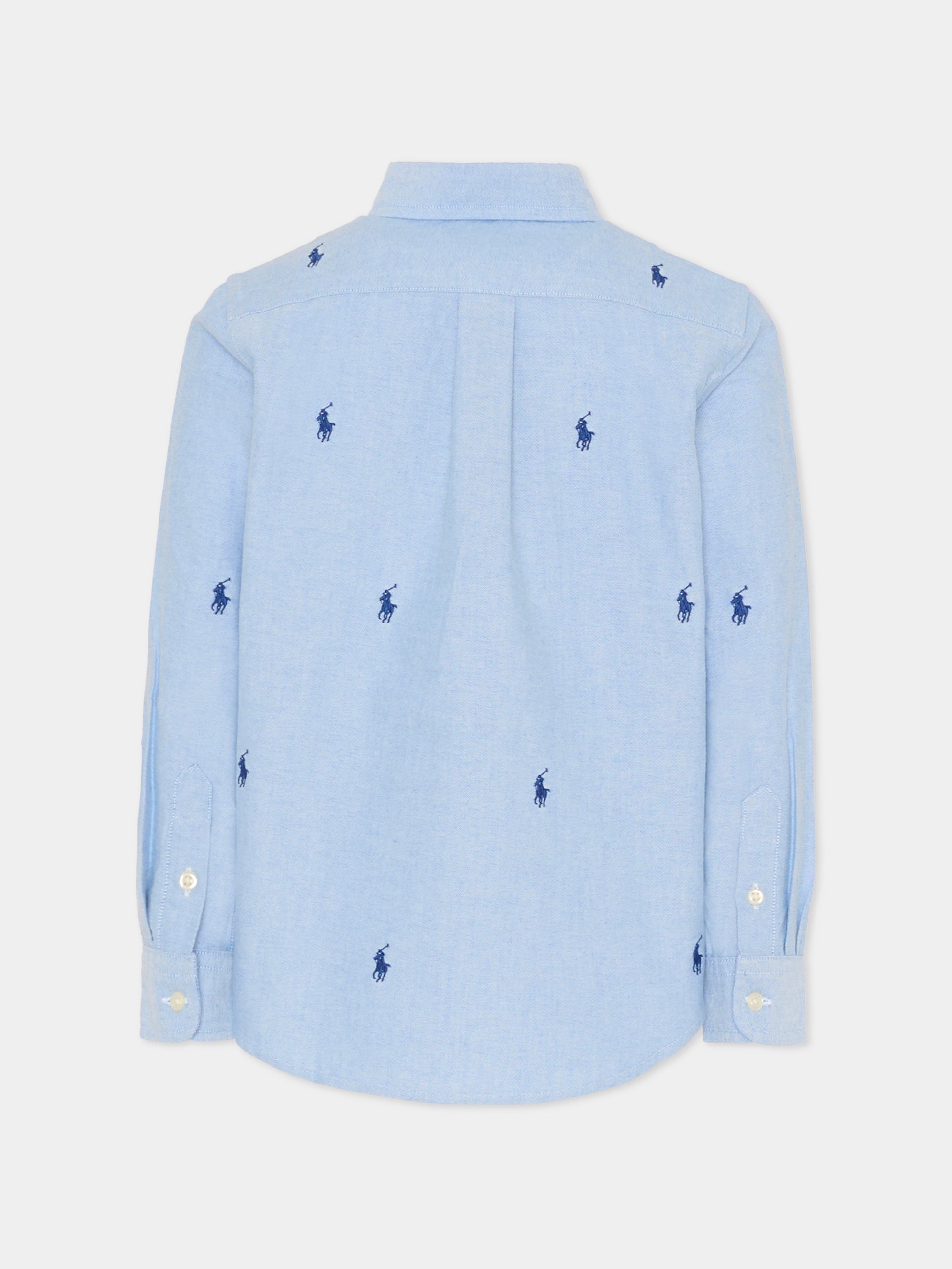 Camicia azzurra per bambino con iconico cavallino blu,Ralph Lauren Kids,878876001