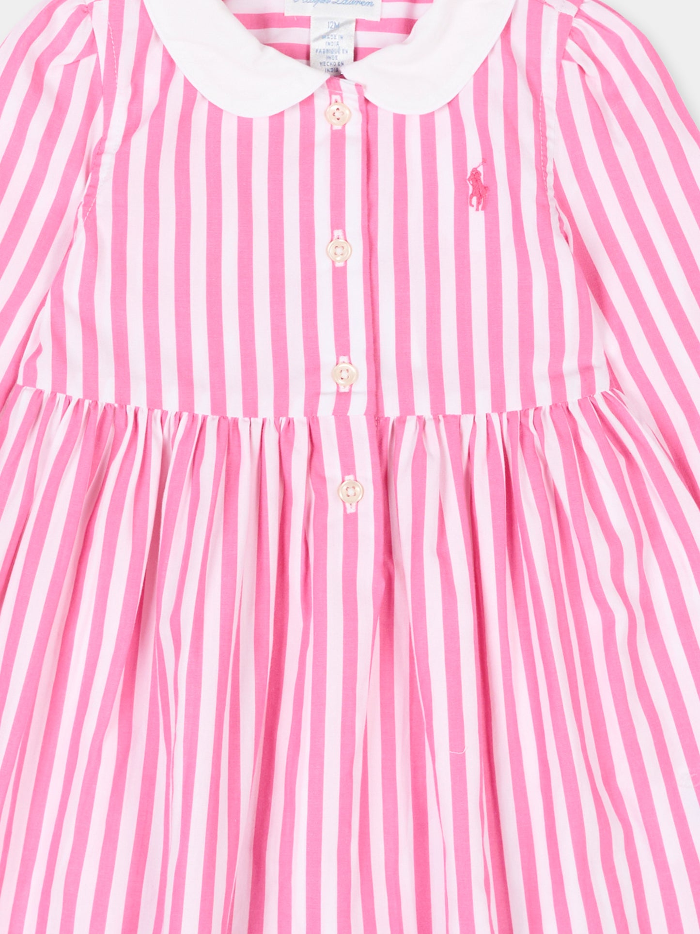 Vestito rosa per neonata a righe,Ralph Lauren Kids,A95899001