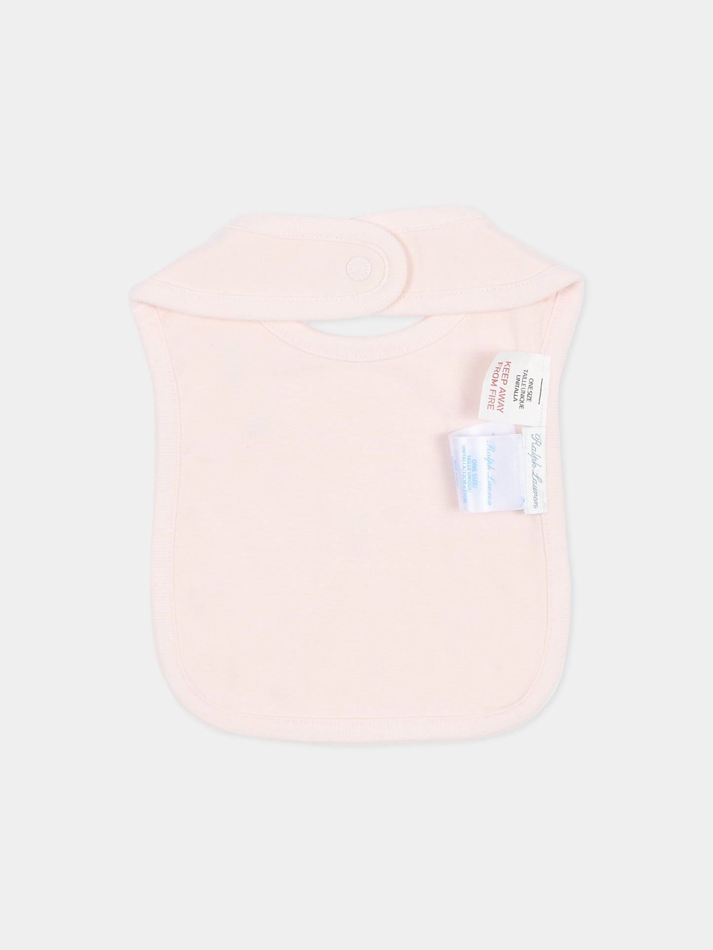 Bavaglino rosa per neonata con iconici cavallini,Ralph Lauren Kids,876689001
