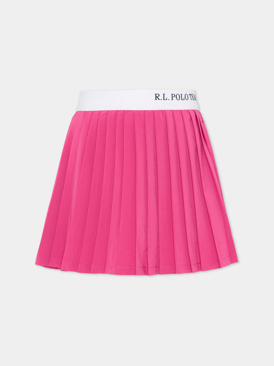 Gonna fucsia per bambina con cavallino,Ralph Lauren Kids,A96121001