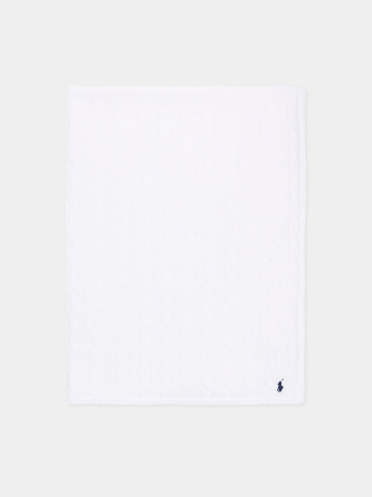 Coperta bianca per neonato con logo blu,Ralph Lauren Kids,966893004