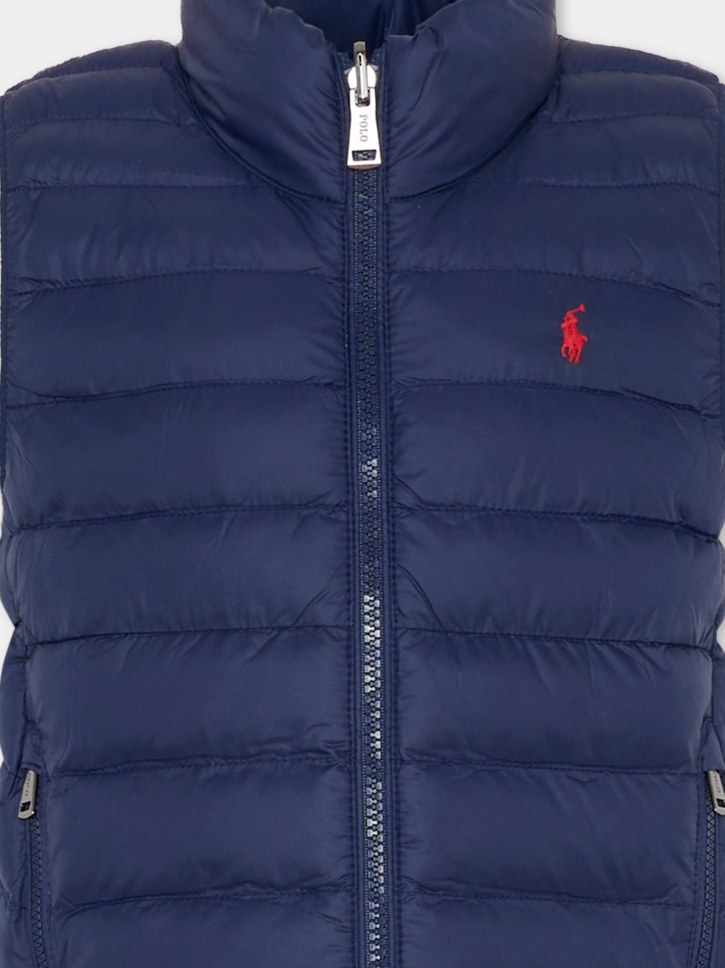 Gilet blu per bambino con cavallino,Ralph Lauren Kids,969872002