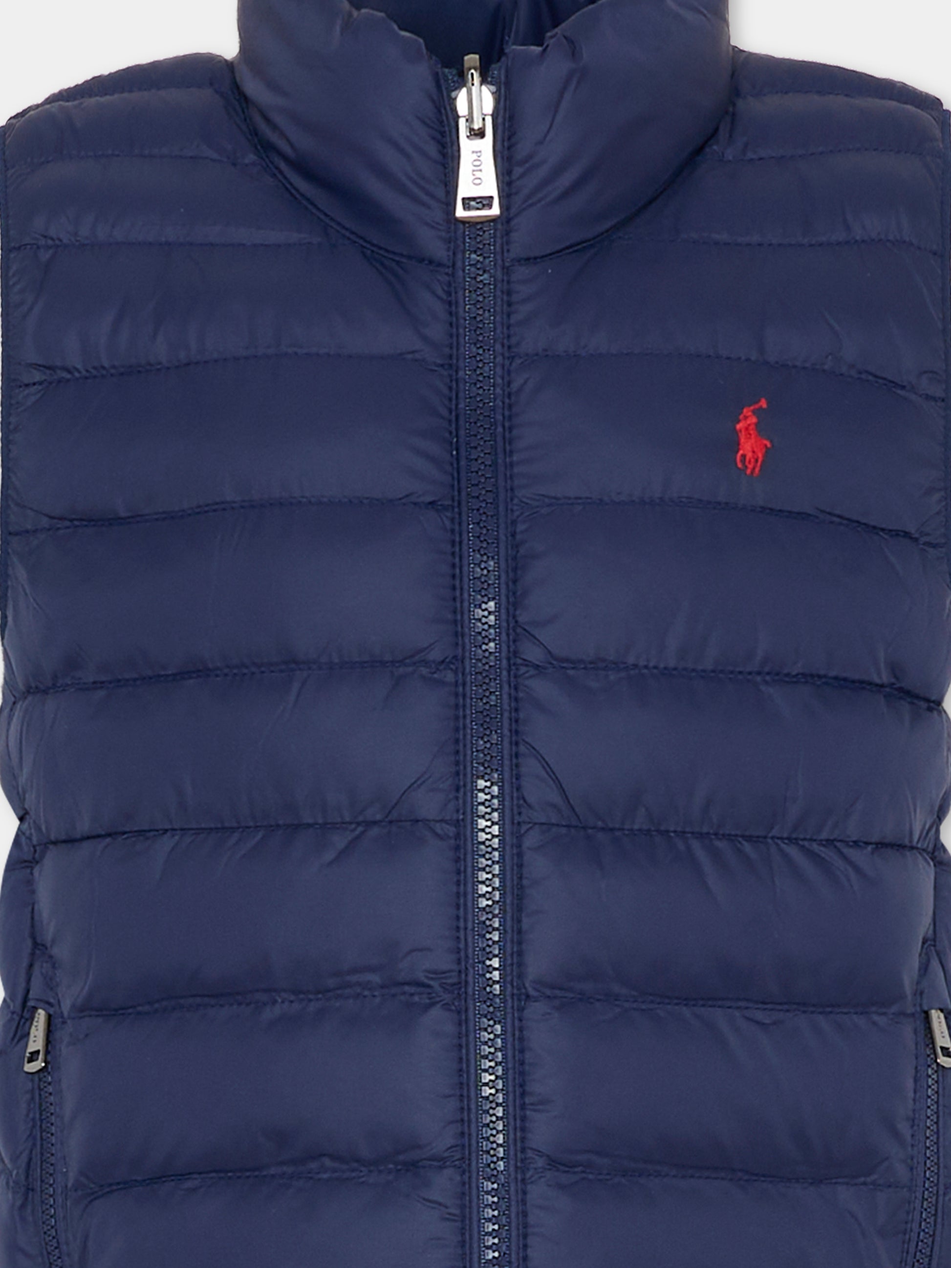 Gilet blu per bambino con cavallino,Ralph Lauren Kids,969872002