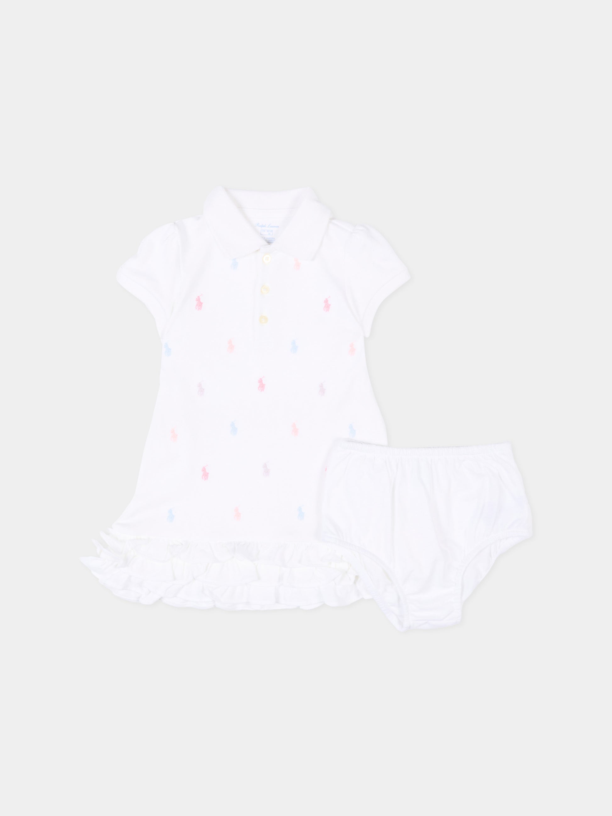 Vestito bianco per neonata con Polo Pony,Ralph Lauren Kids,676237002