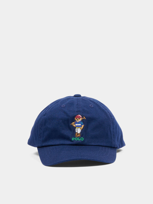 Cappello blu per neonato con cavallino,Ralph Lauren Kids,A96605001