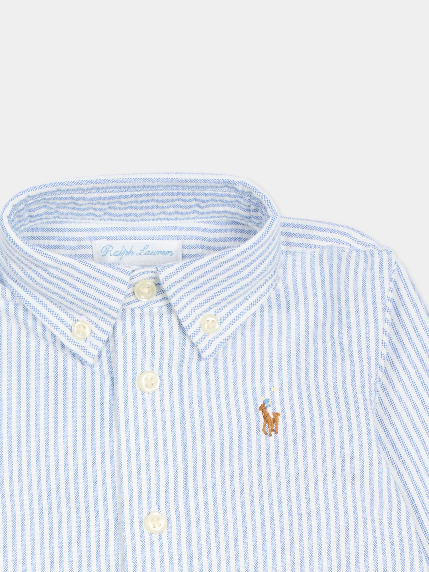 Camicia blu per neonato con cavallino,Ralph Lauren Kids,677177001