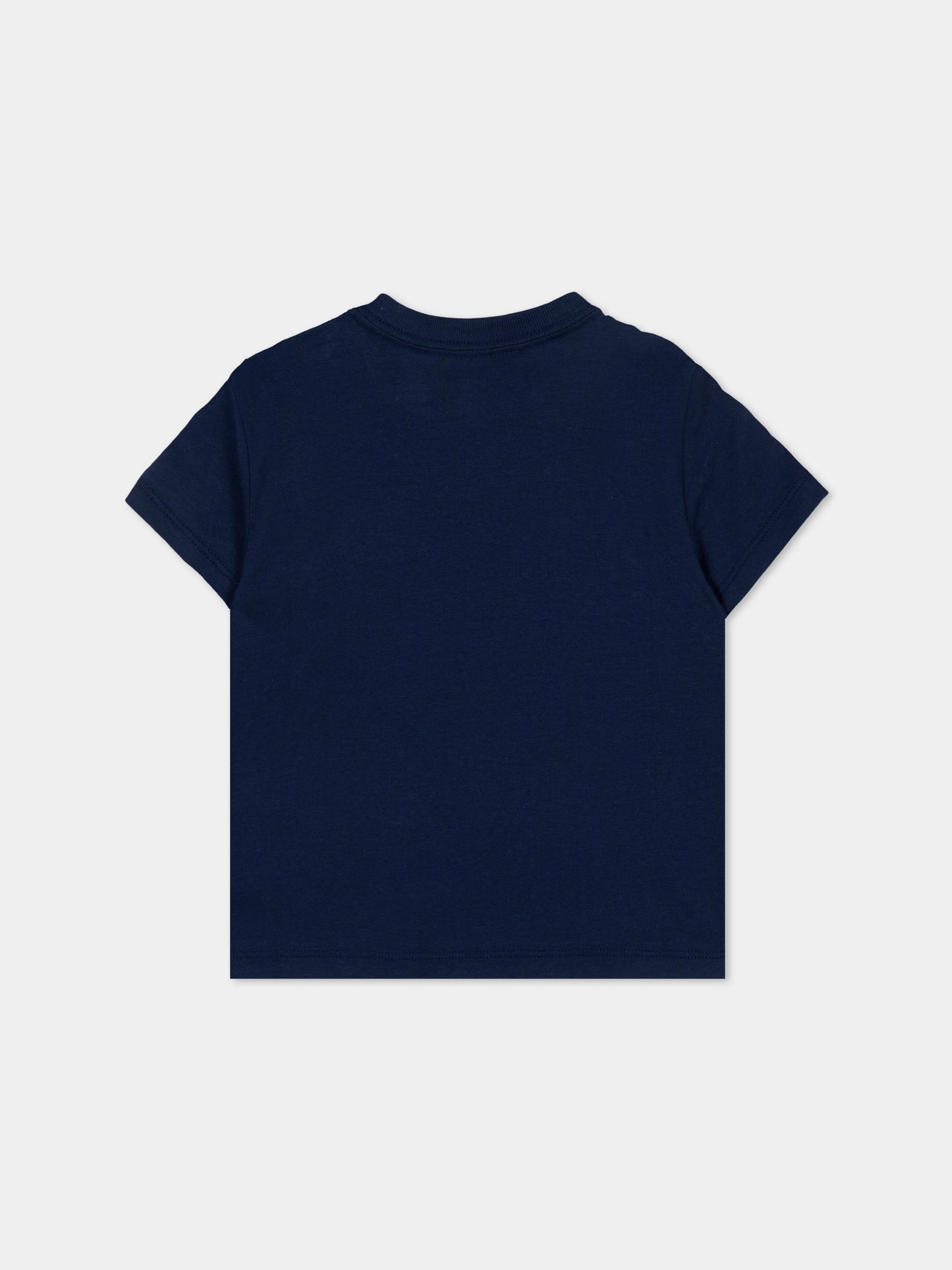 T-Shirt blu per neonato con ricamo polo,Ralph Lauren Kids,A95734001