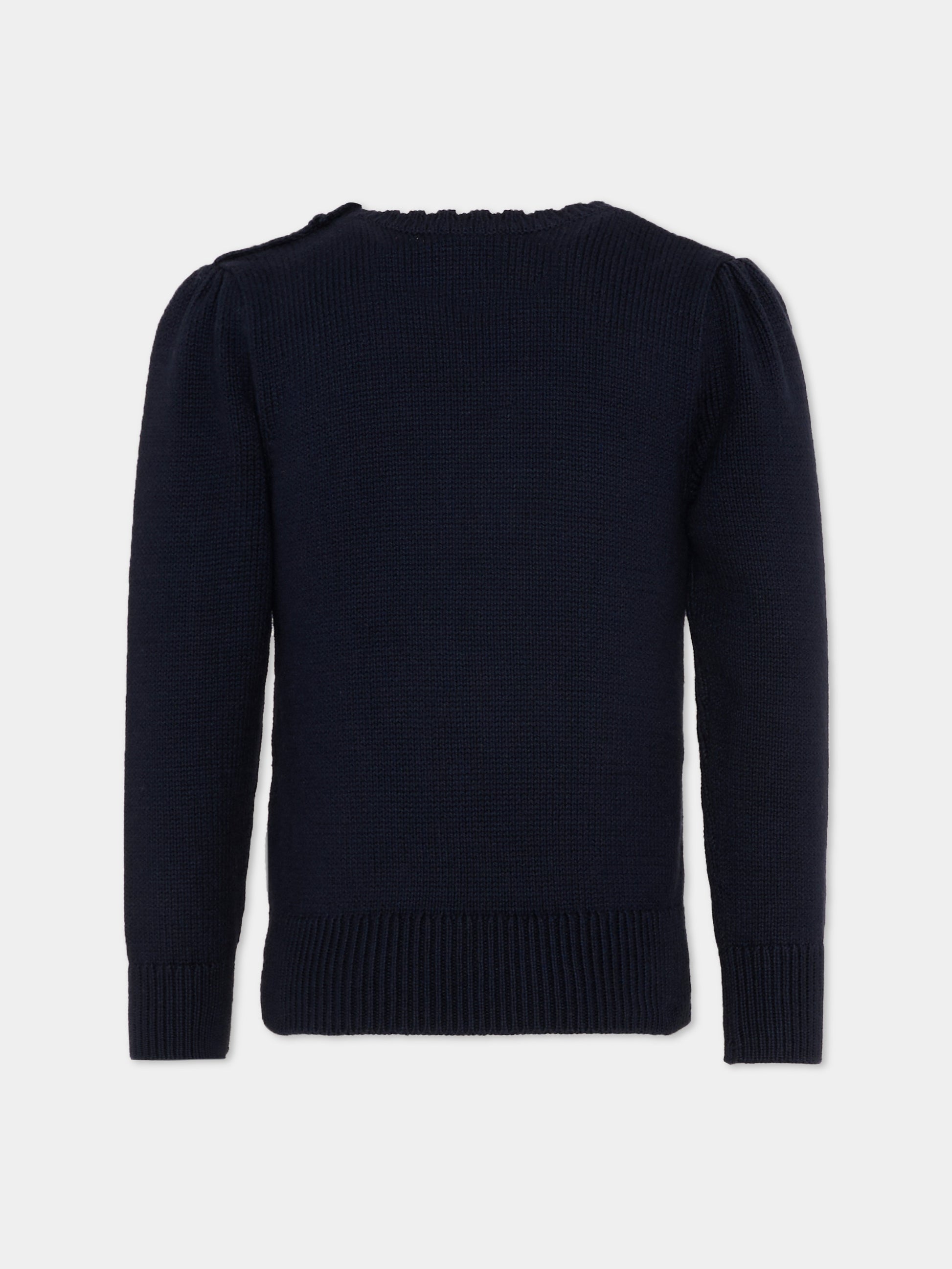 Maglione blu per bambina con Polo Bear,Ralph Lauren Kids,702268001