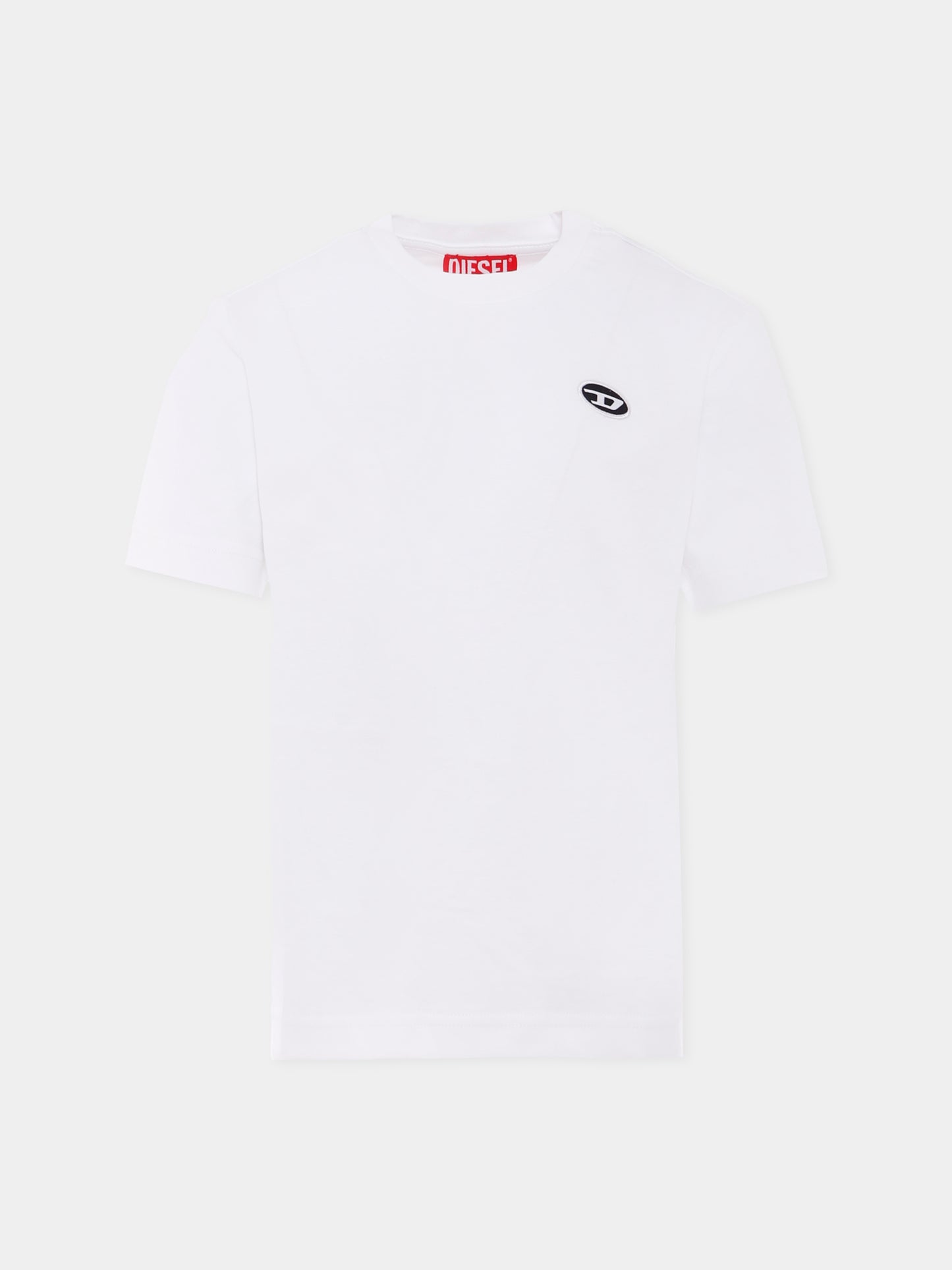 T-shirt bianca per bambino con logo,Diesel,J02019 0AIJU K100