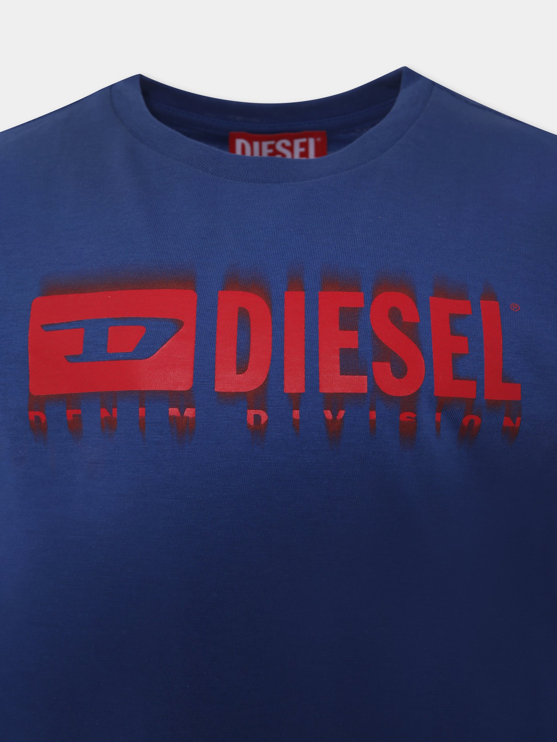 T-shirt blu per bambino con logo,Diesel,J02032 00YI9 K843